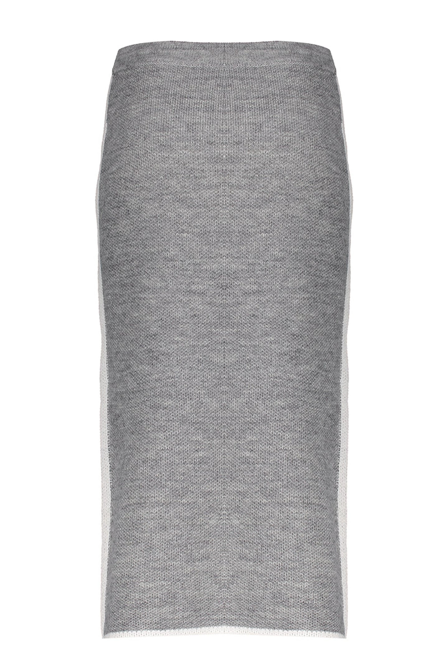SKIRT KNIT CONTRAST HEM GREY MELANGE/OFF-WHITE 2