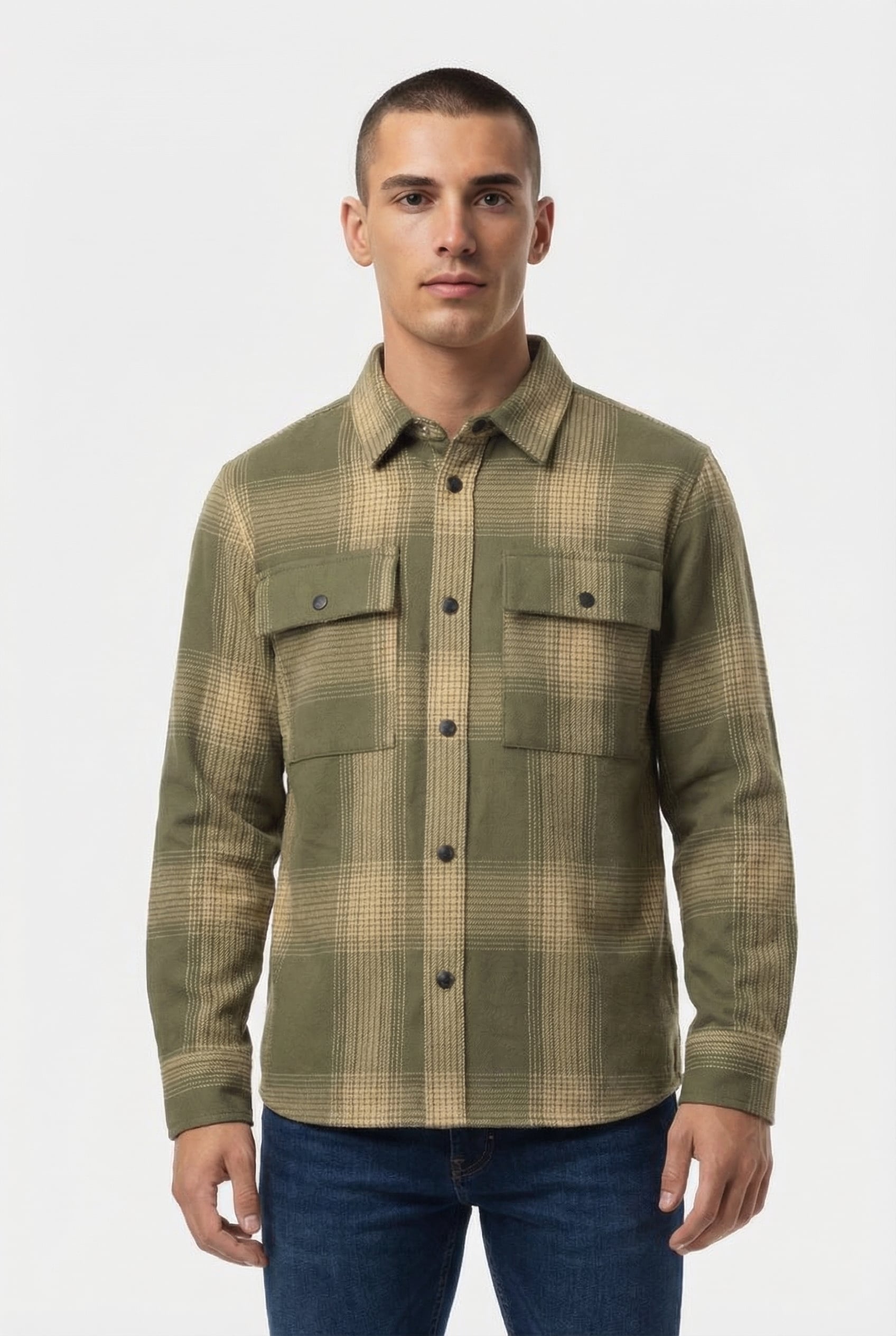 BOYS WELTON SHIRT ARMY GREEN 1