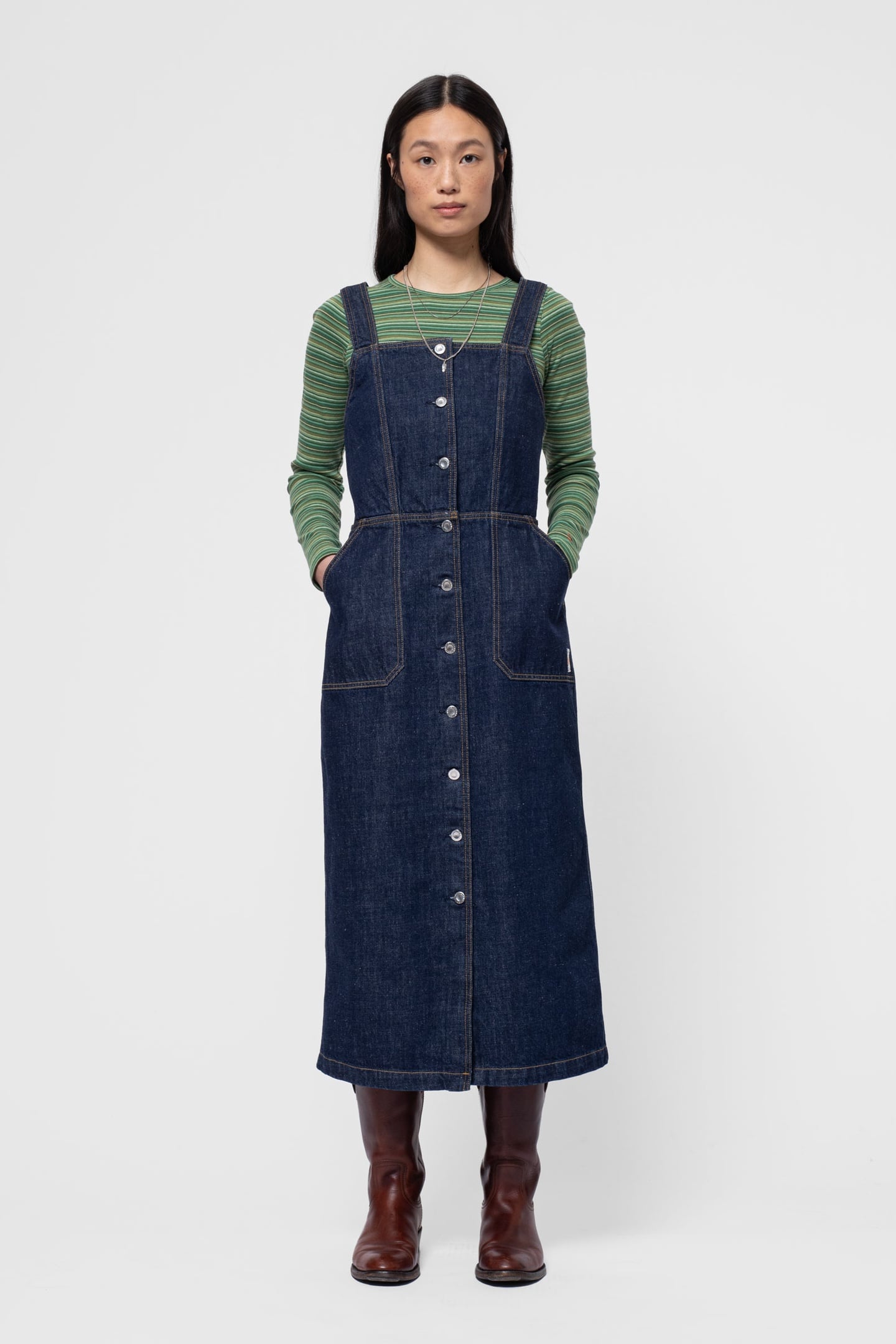MONA DENIM DRESS 40S REDCAST DARK BLUE 1