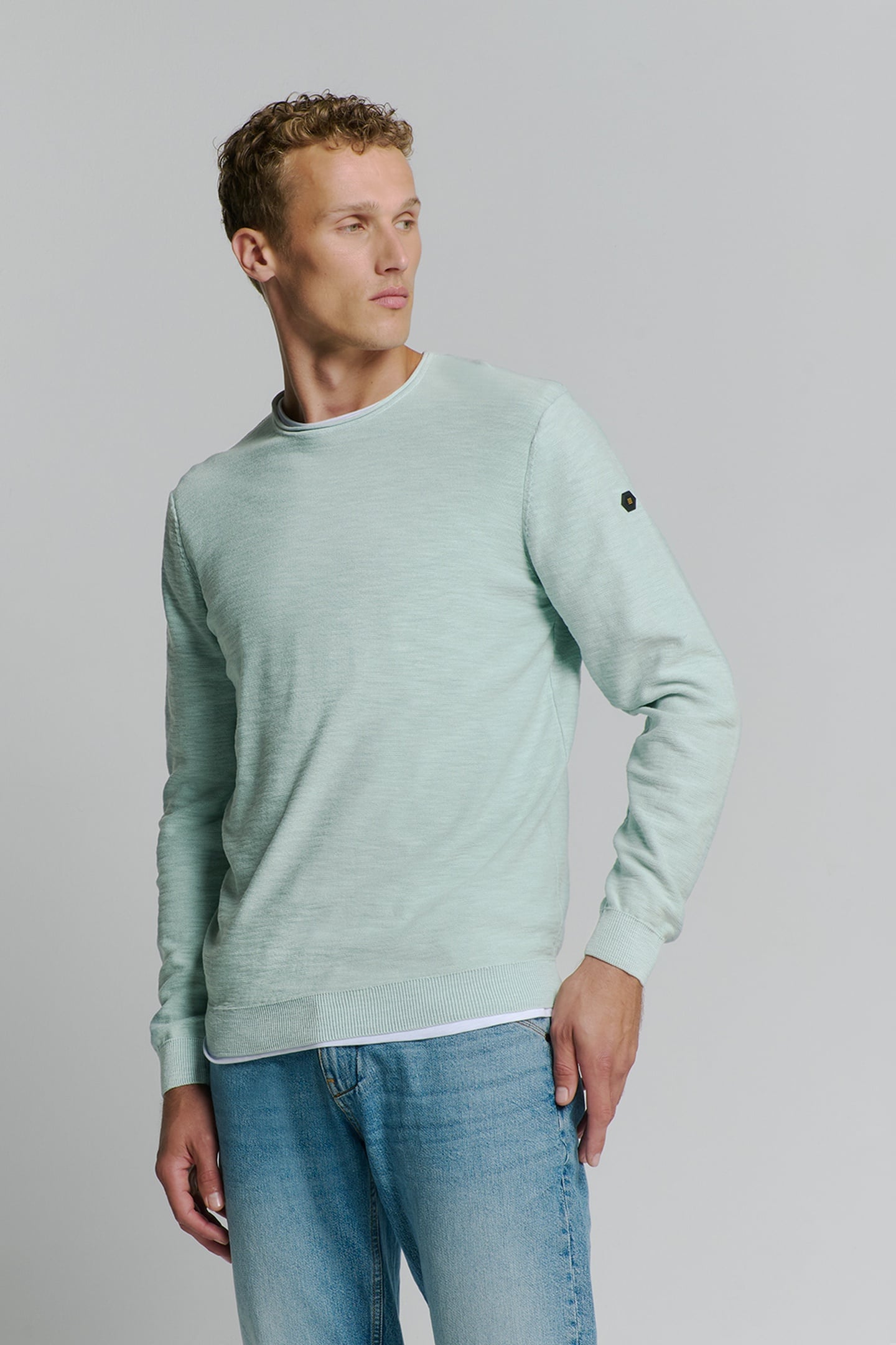 PULLOVER CREWNECK GARMENT DYED + STONE WASHED ICE 1