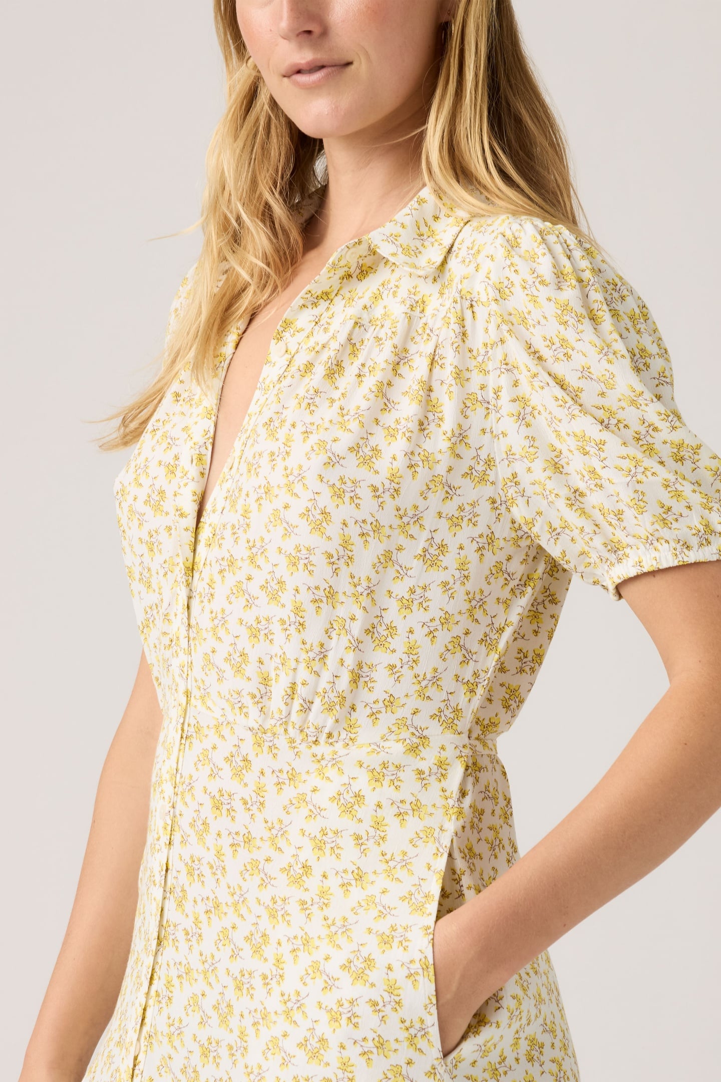 ROSA SHORT SLEEVE MIDI DRESS YELLOW 4