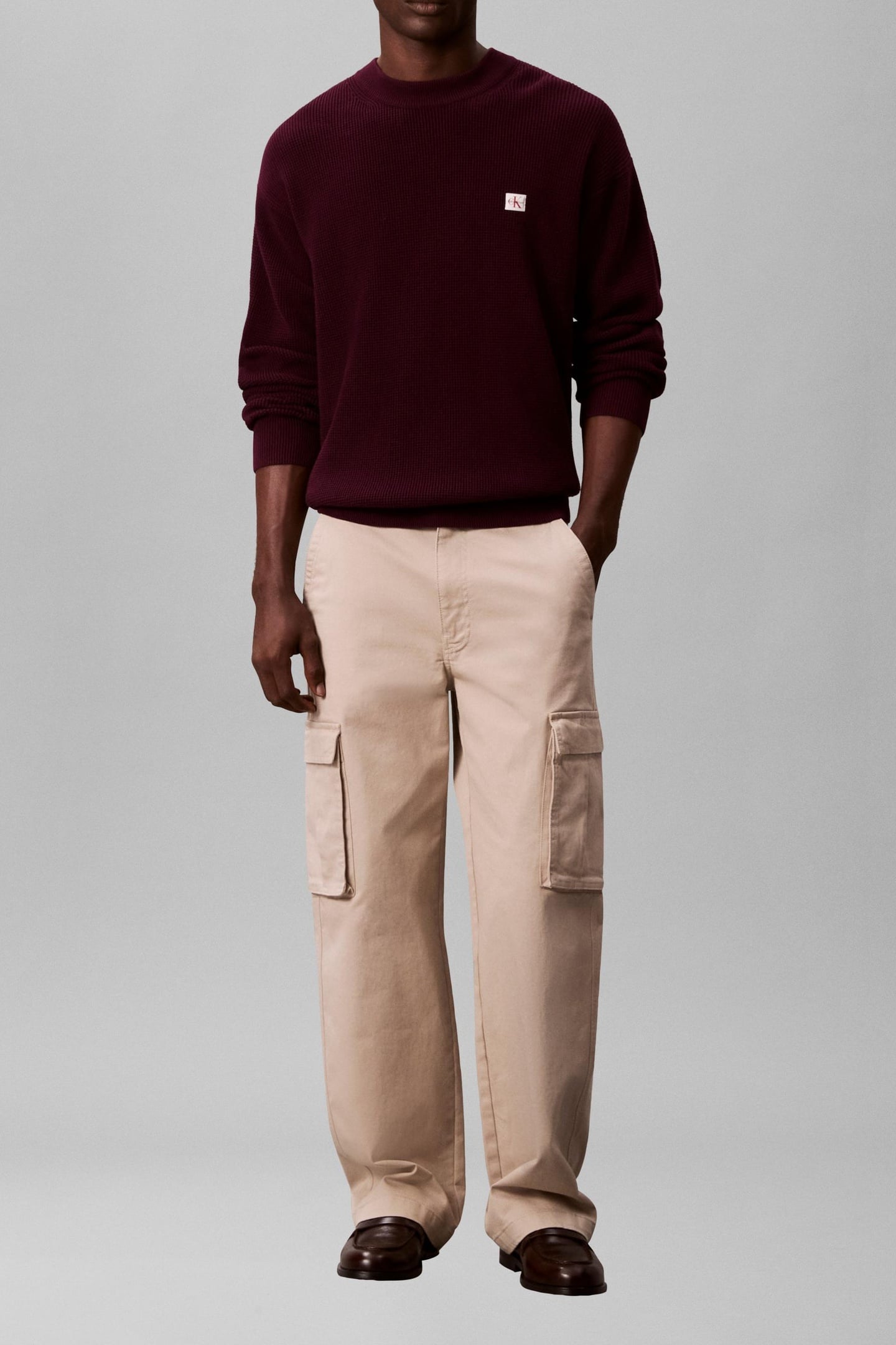 LS EZ COTTON WAFFLE SWEATER PASSION PLUM 1