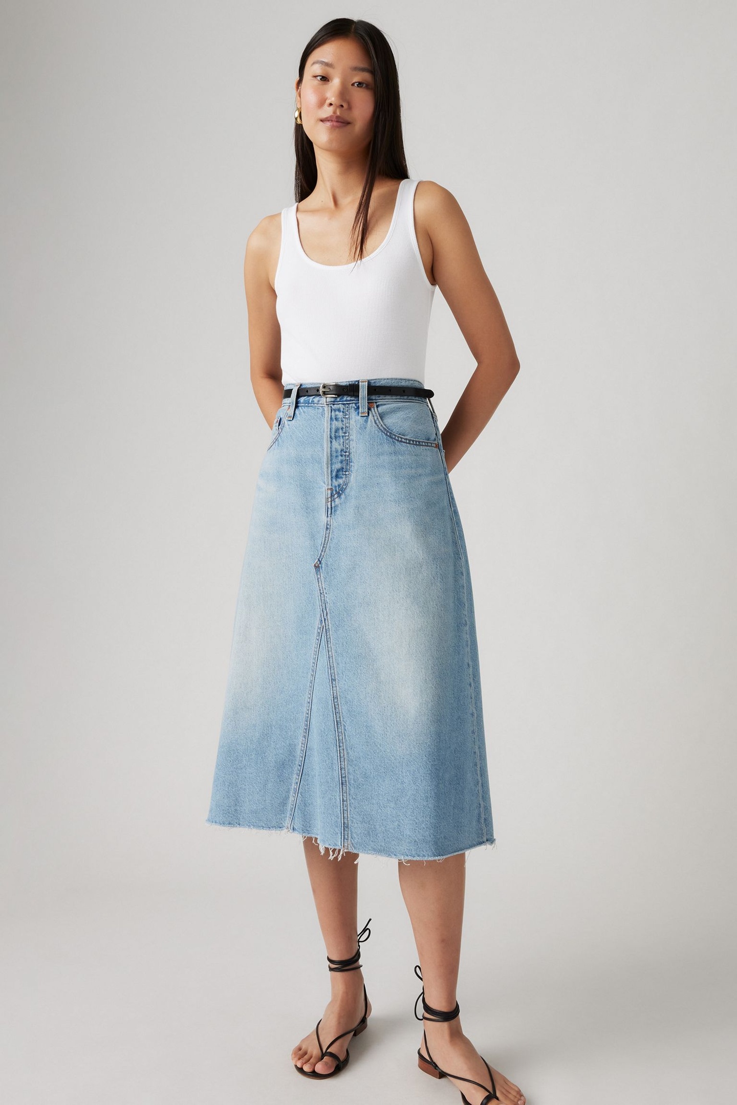 HIGH RISE A LINE DECON SKIRT BLUE 2
