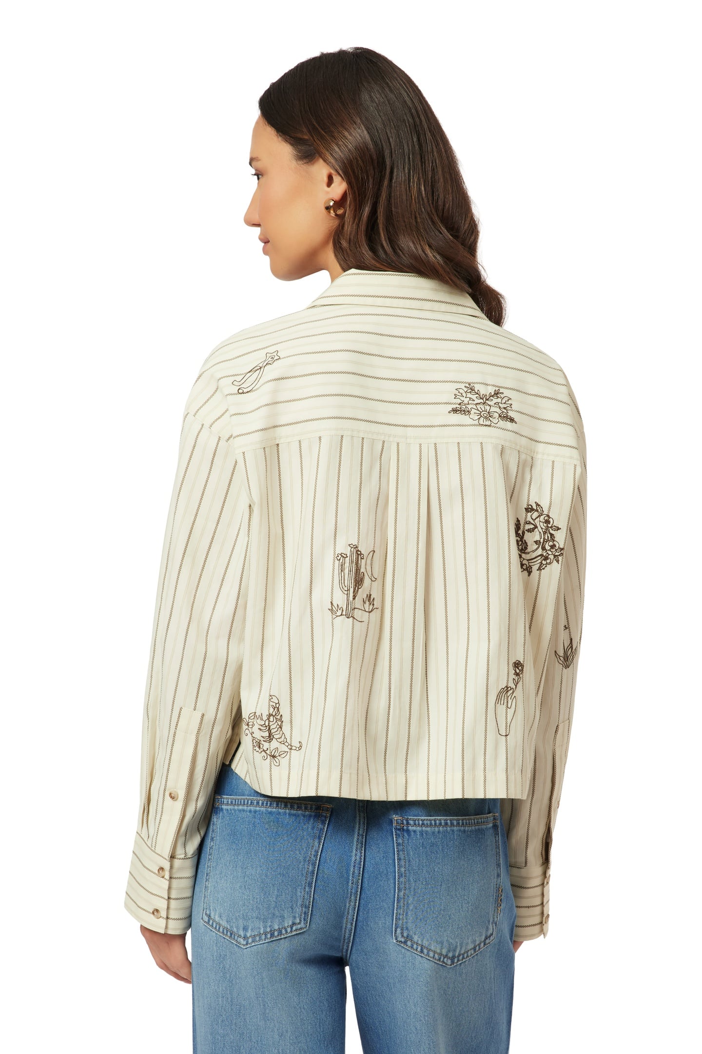 EMBROIDERED NOTCH LAPEL SHIRT HOT FUDGE STRIPE 6