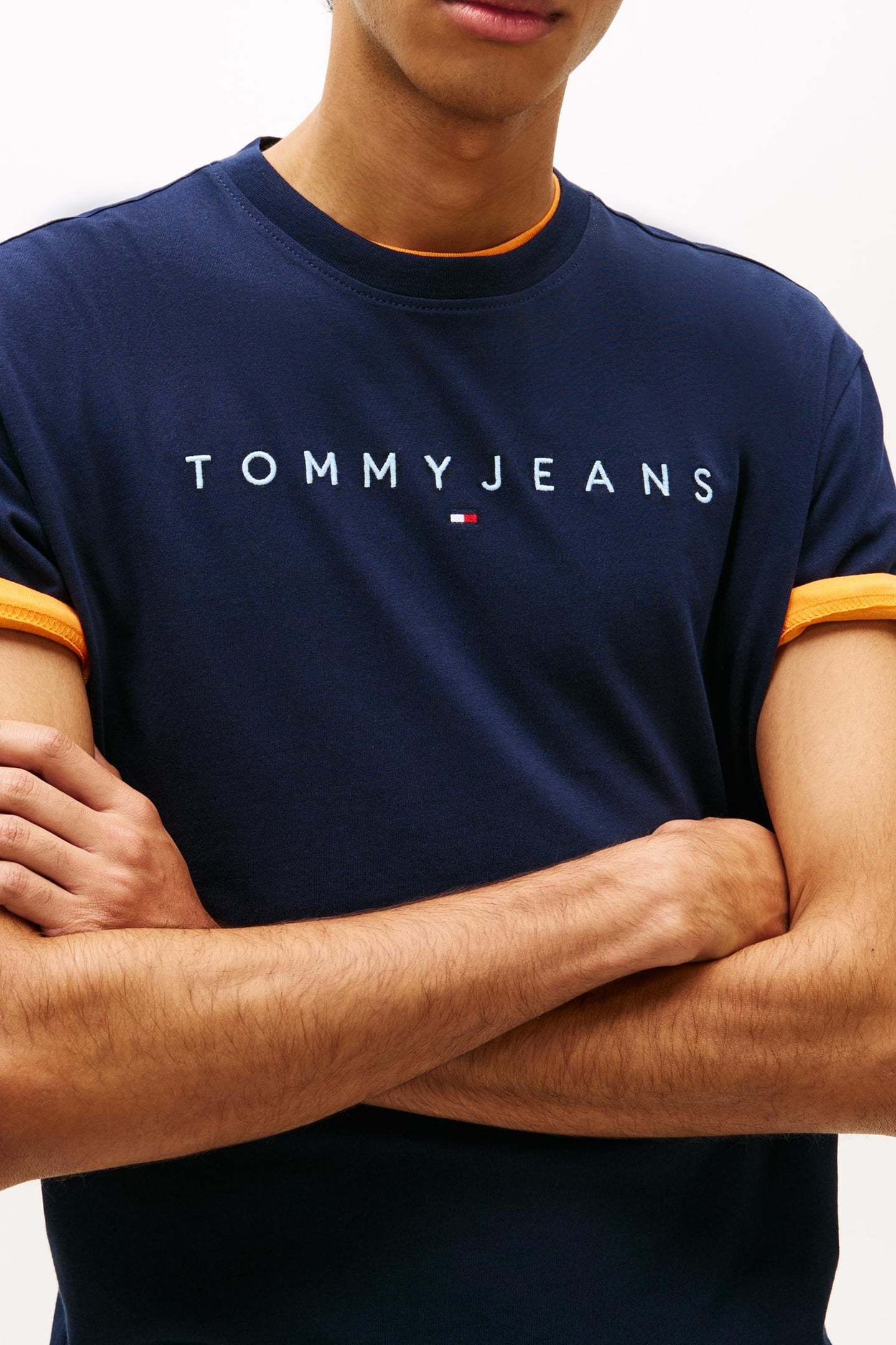 LINEAR LOGO EMBROIDERY JERSEY T-SHIRT NAVY 4