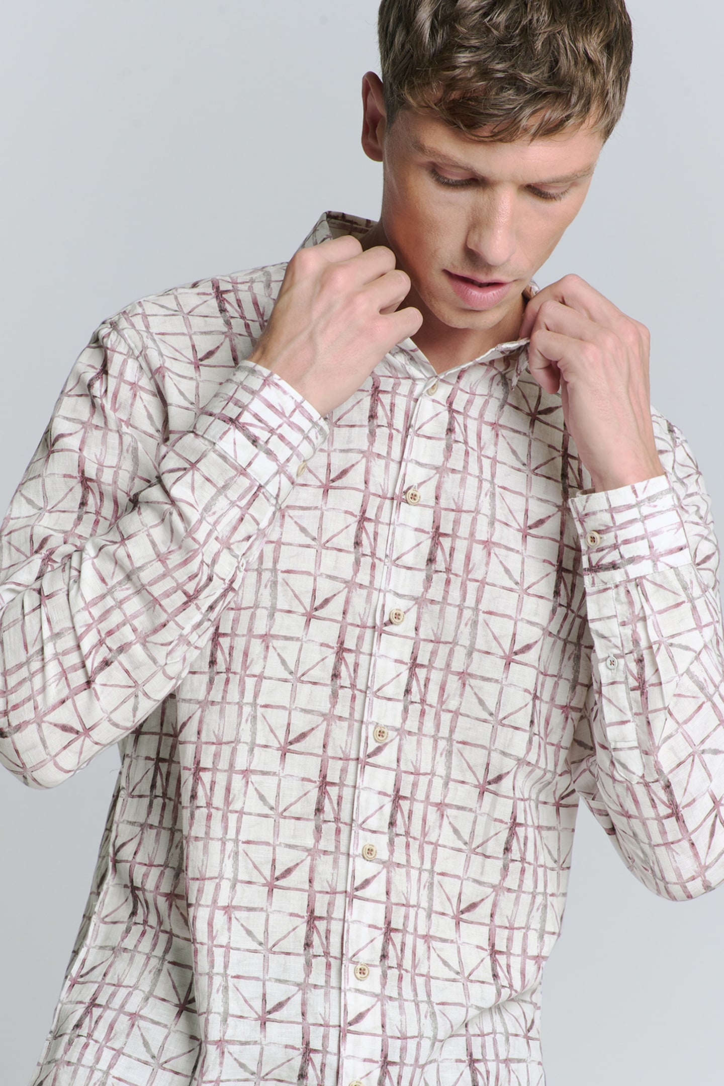 SHIRT ALLOVER PRINTED WITH LINEN MAUVE 4