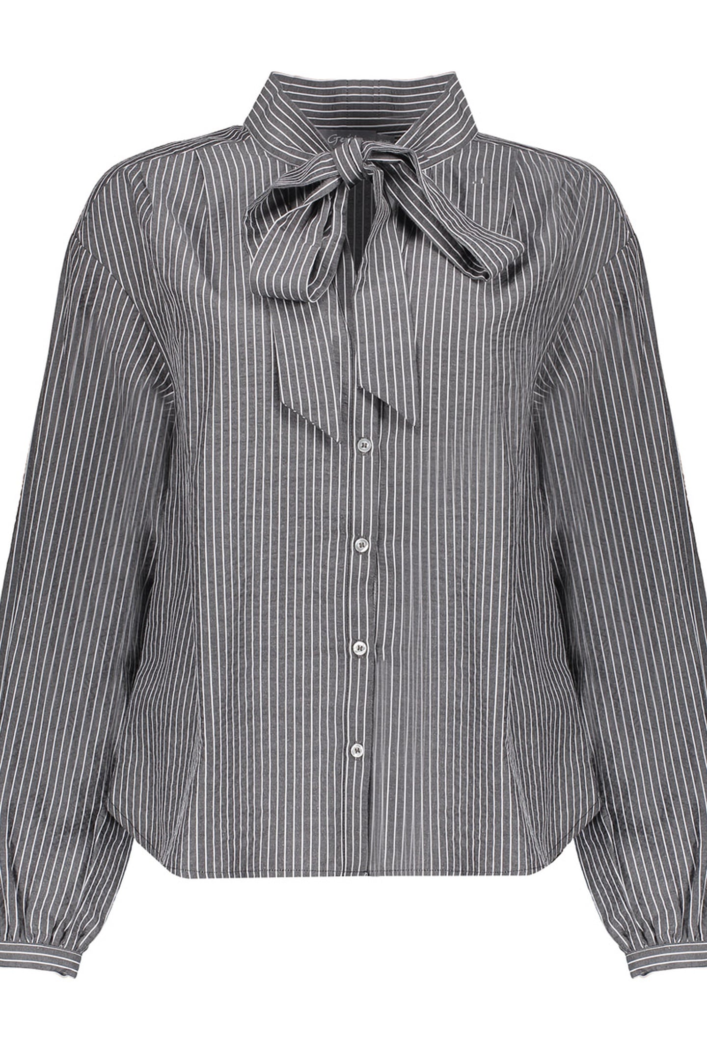 BLOUSE STRIPES WITH BOW GREY/WHITE 1