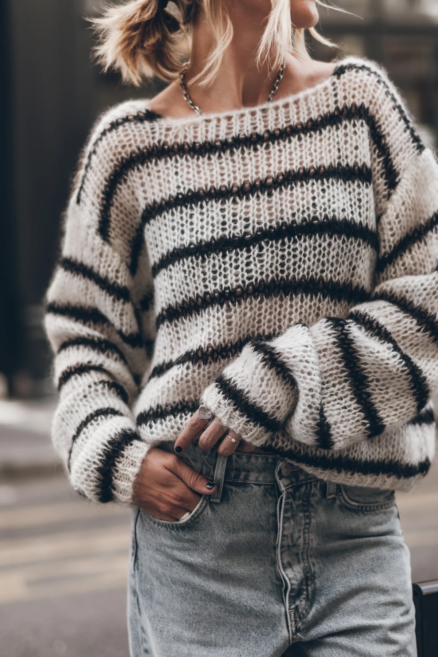 THE STRIPED MOHAIR KNITTED SWEATER 1