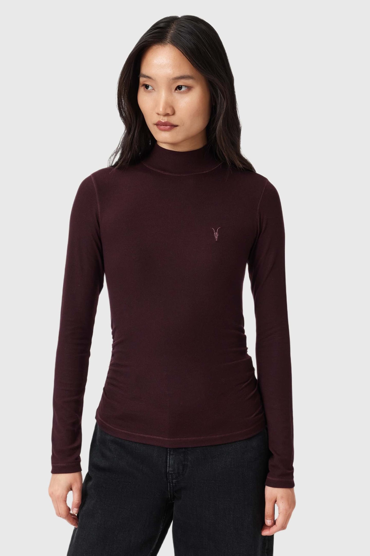 RINA LS ROLL NECK OXBLOOD RED 1