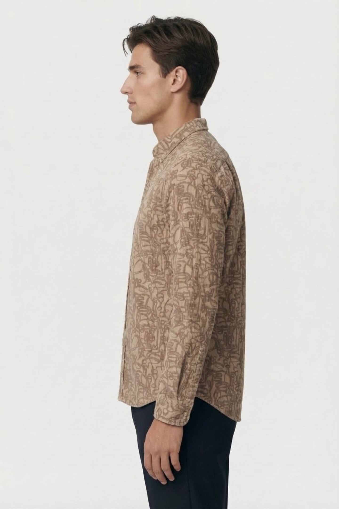 LS TAILORED FIT SHIRT BD COL LIGHT BEIGE 3