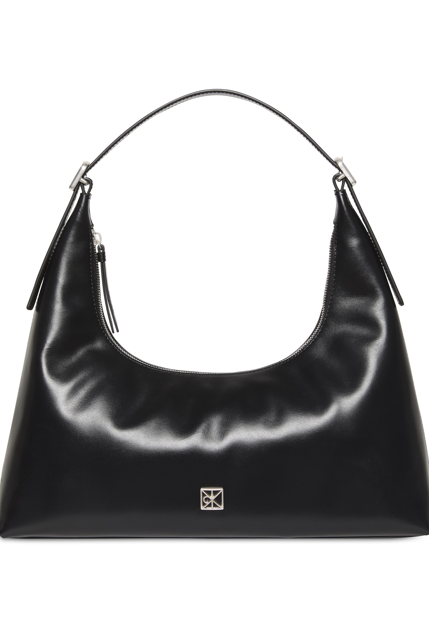 EMBLEM HARDWARE LEATHER SHOULDER BAG BLACK 5