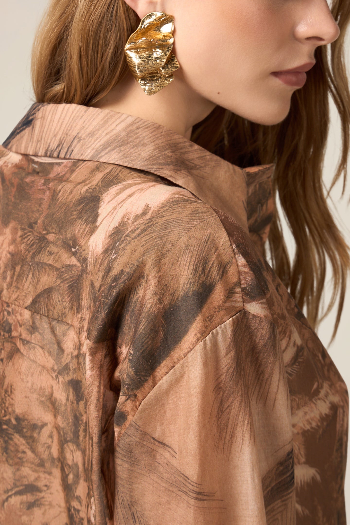 PATTERNED COTTON MUSLIN SHIRT BROWN 5