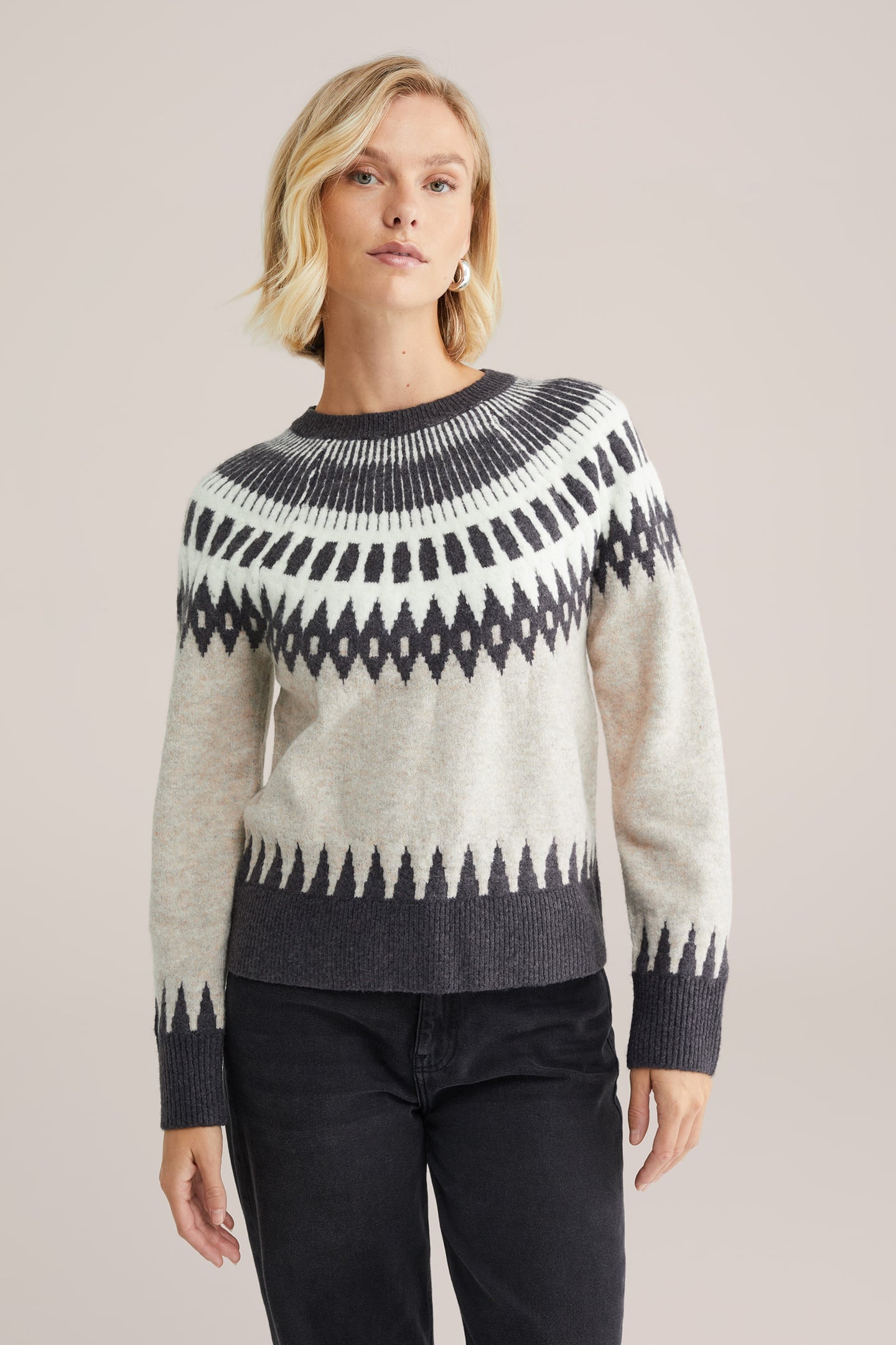 We Fashion Knitted Pullover Greige Maat: XS | Sweaters Outlet | Dames | Grijs