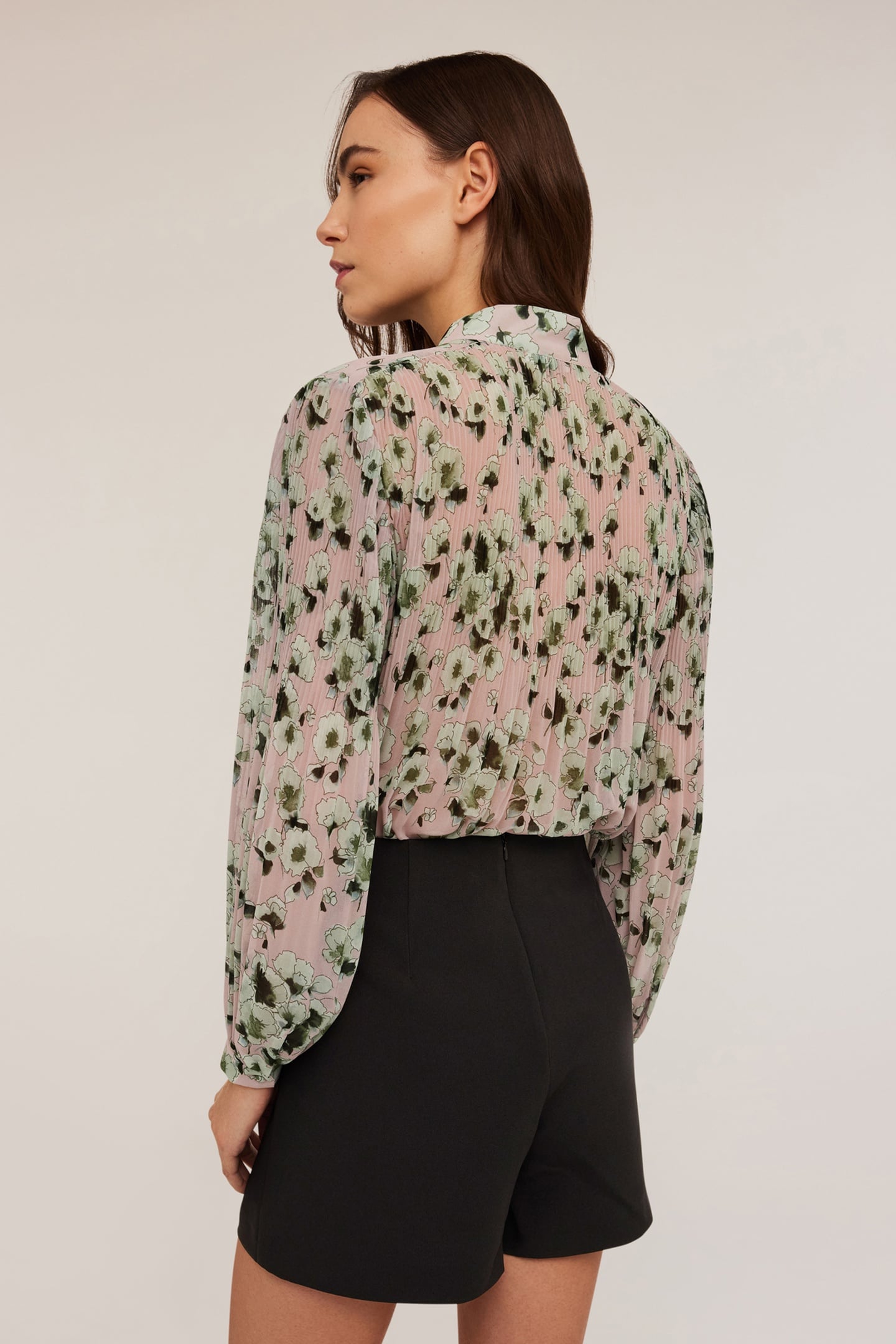 FLORAL PATTERNED CHIFFON BLOUSE AQUA GREEN 2