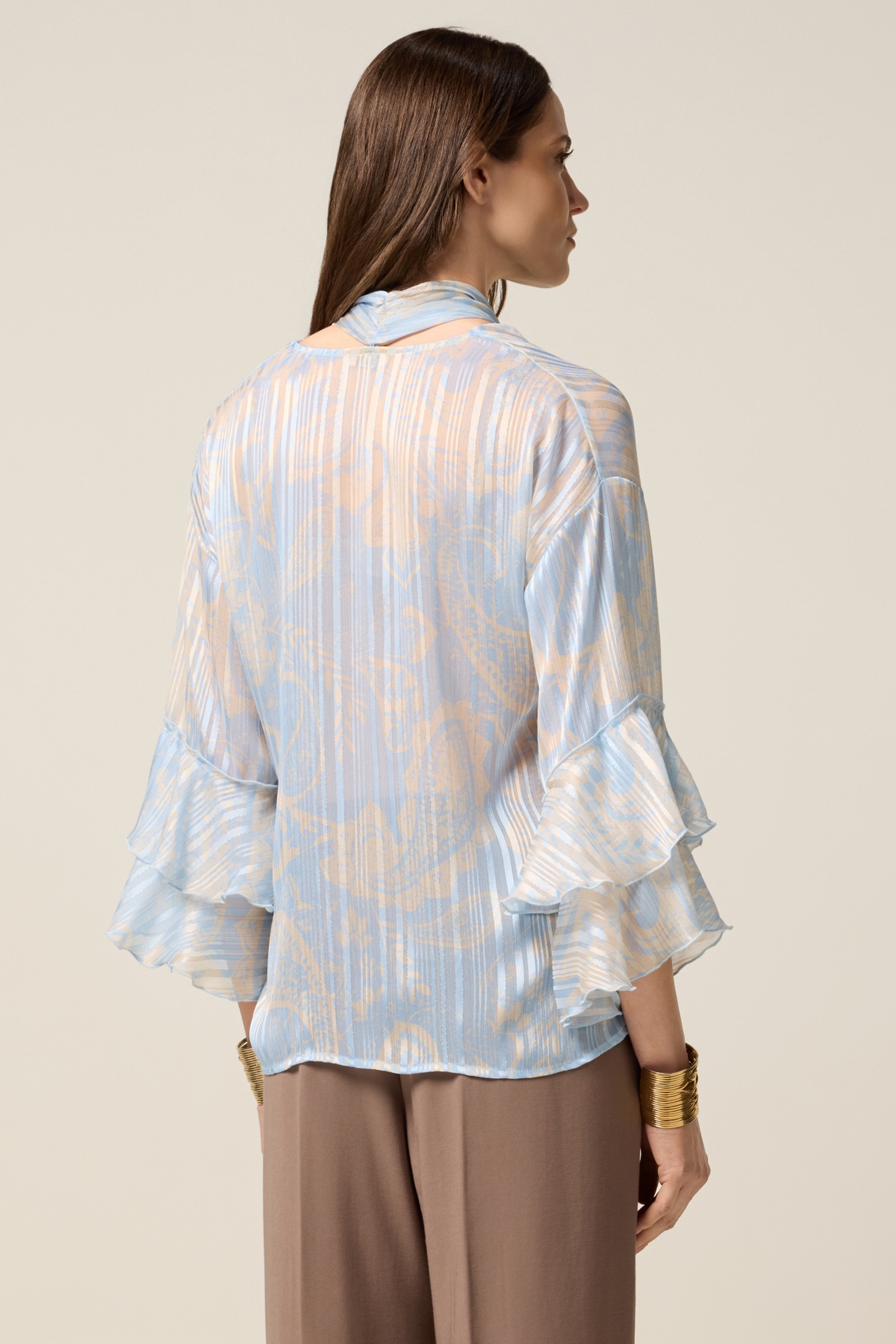 GEORGETTE BLOUSE WITH RUFFLE LIGHT BLUE 2