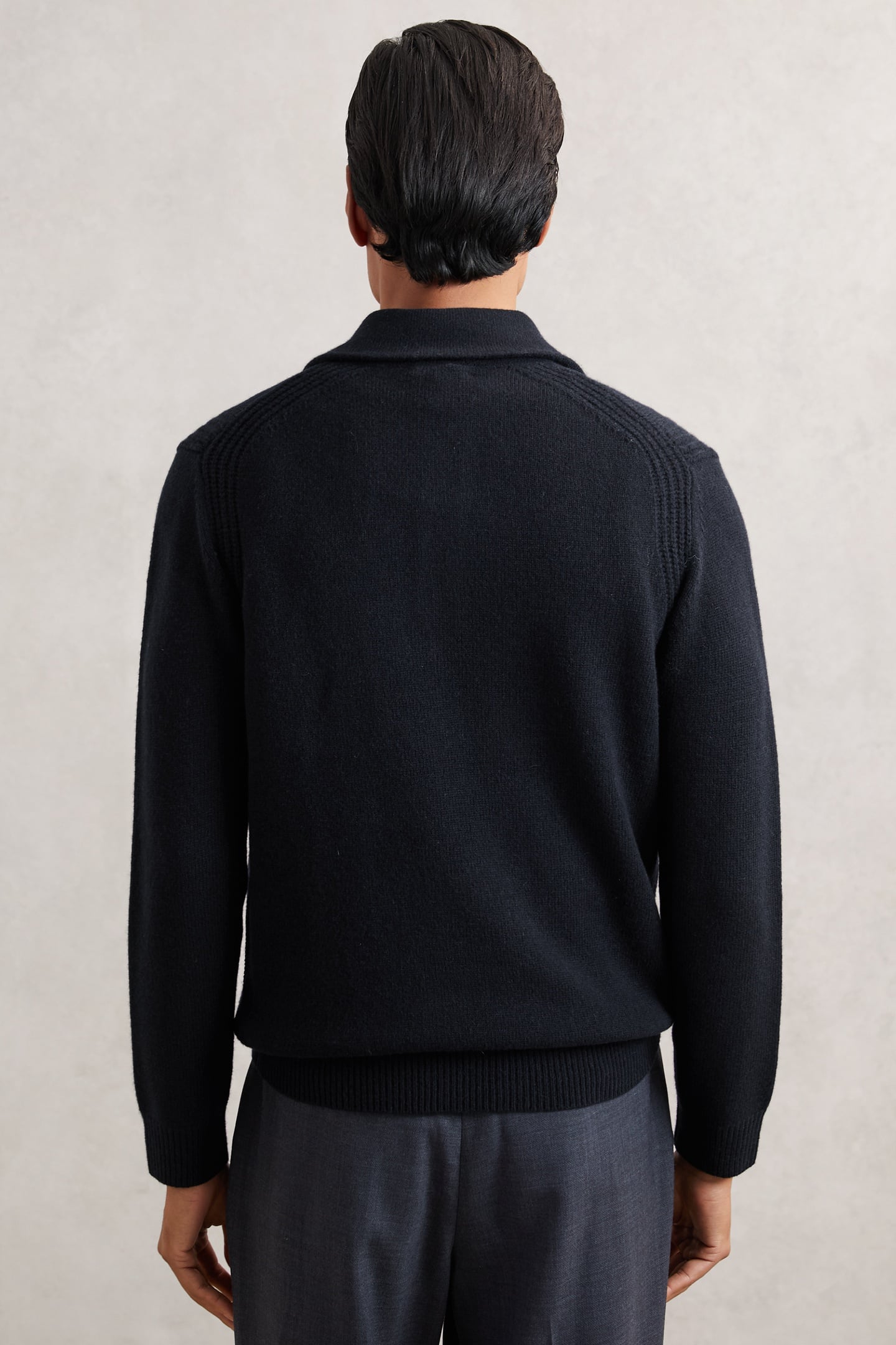 LS HALF BUTTON POLO JUMPER NAVY 3