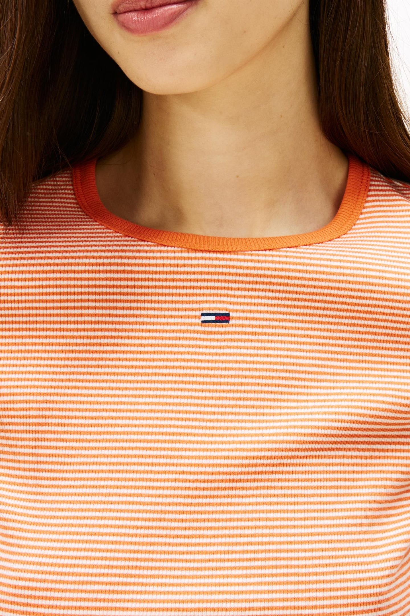 SLIM ESSENTIAL T-SHIRT ORANGE/ECRU STRIPE 5