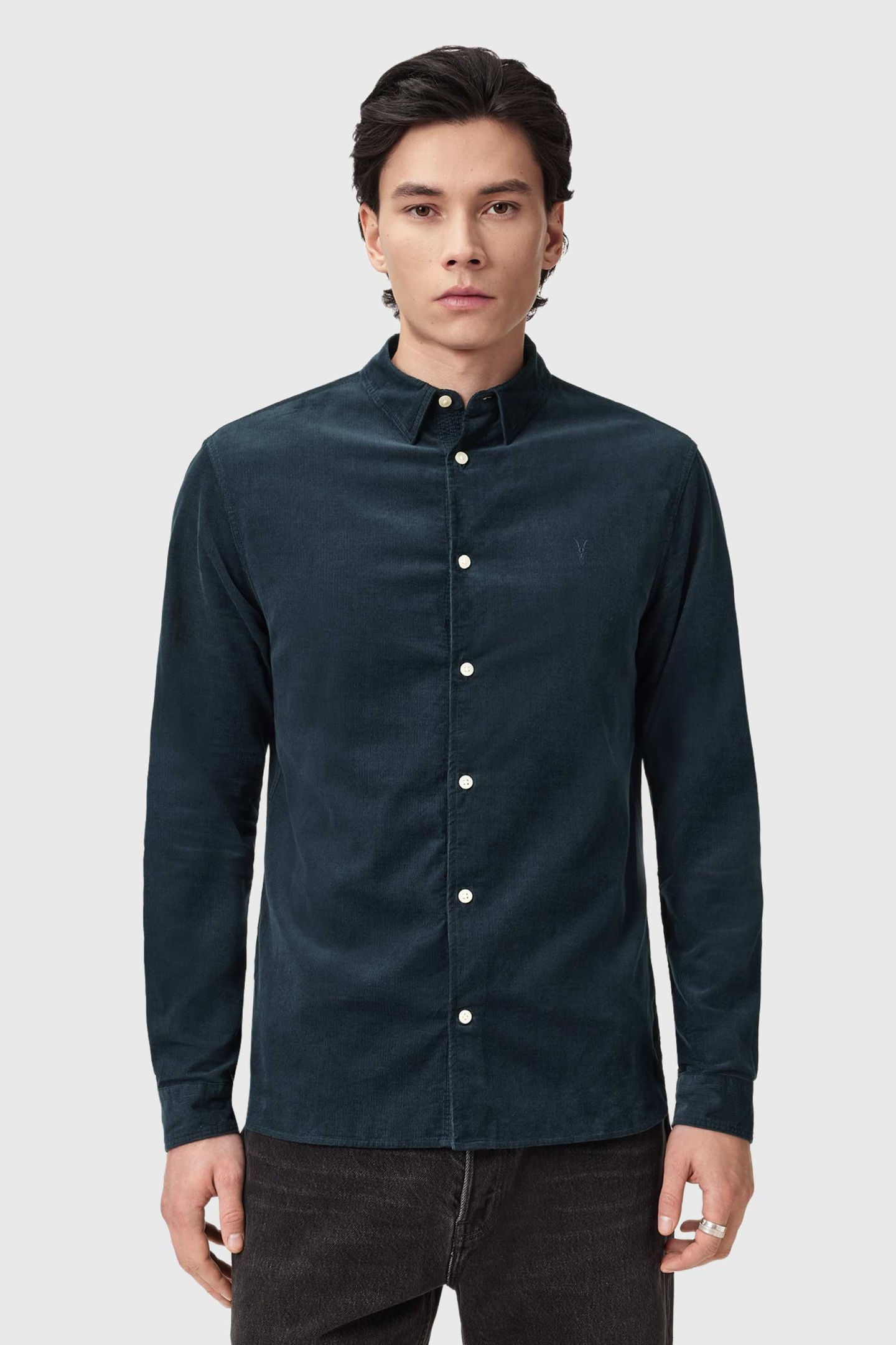 AllSaints Birchwood Ls Shirt Moonstone Blue Maat: XS | Casual Overhemden Outlet | Heren | Blauw