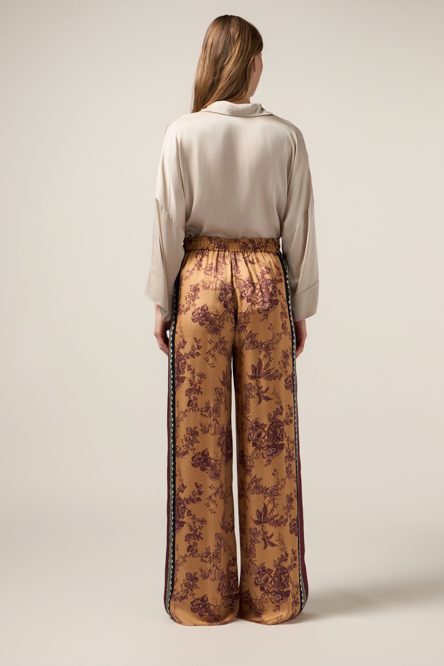PATTERNED SATIN PALAZZO PANTS ORANGE 3