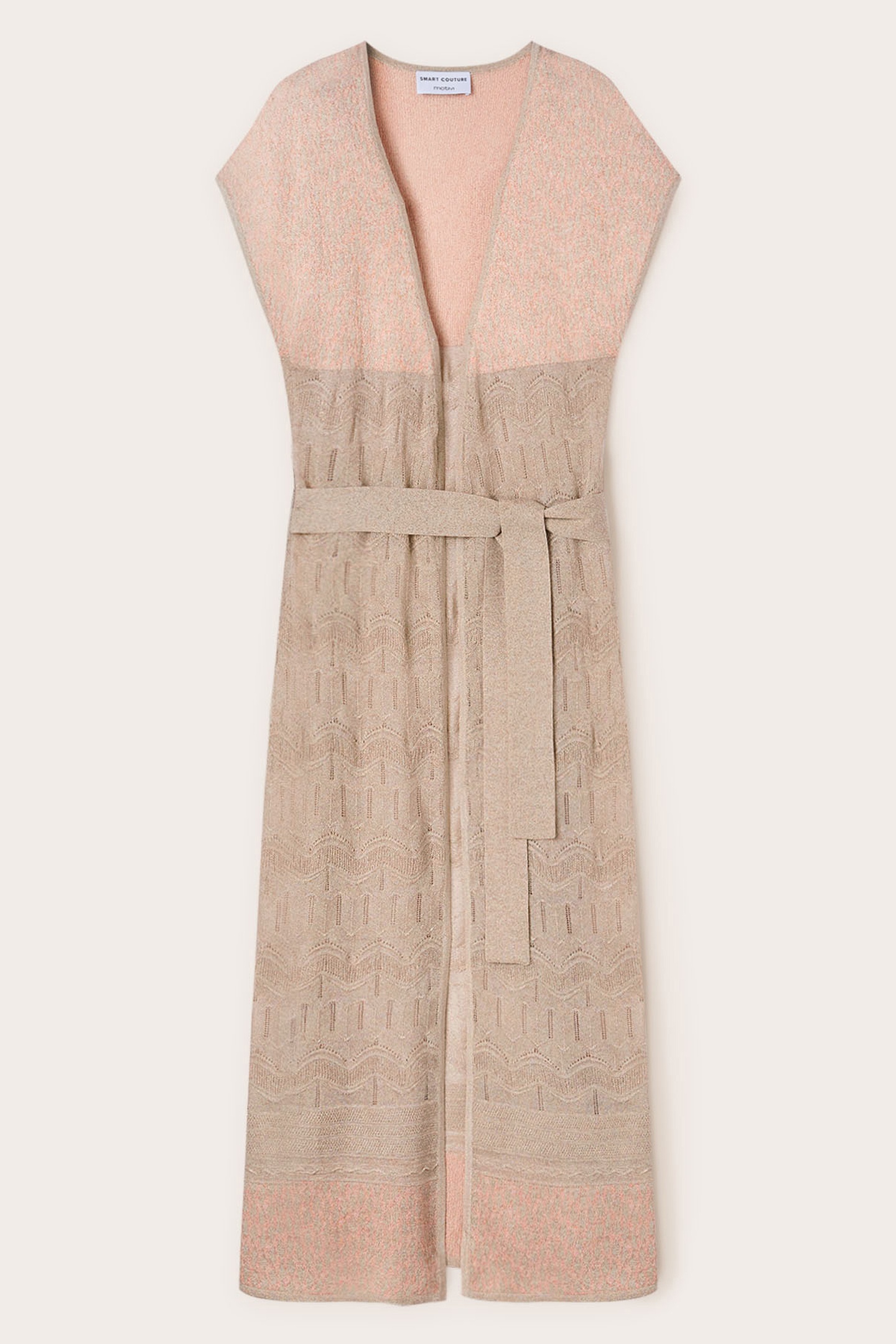 LONG PATTERNED LUREX KNIT CARDIGAN PINK 5