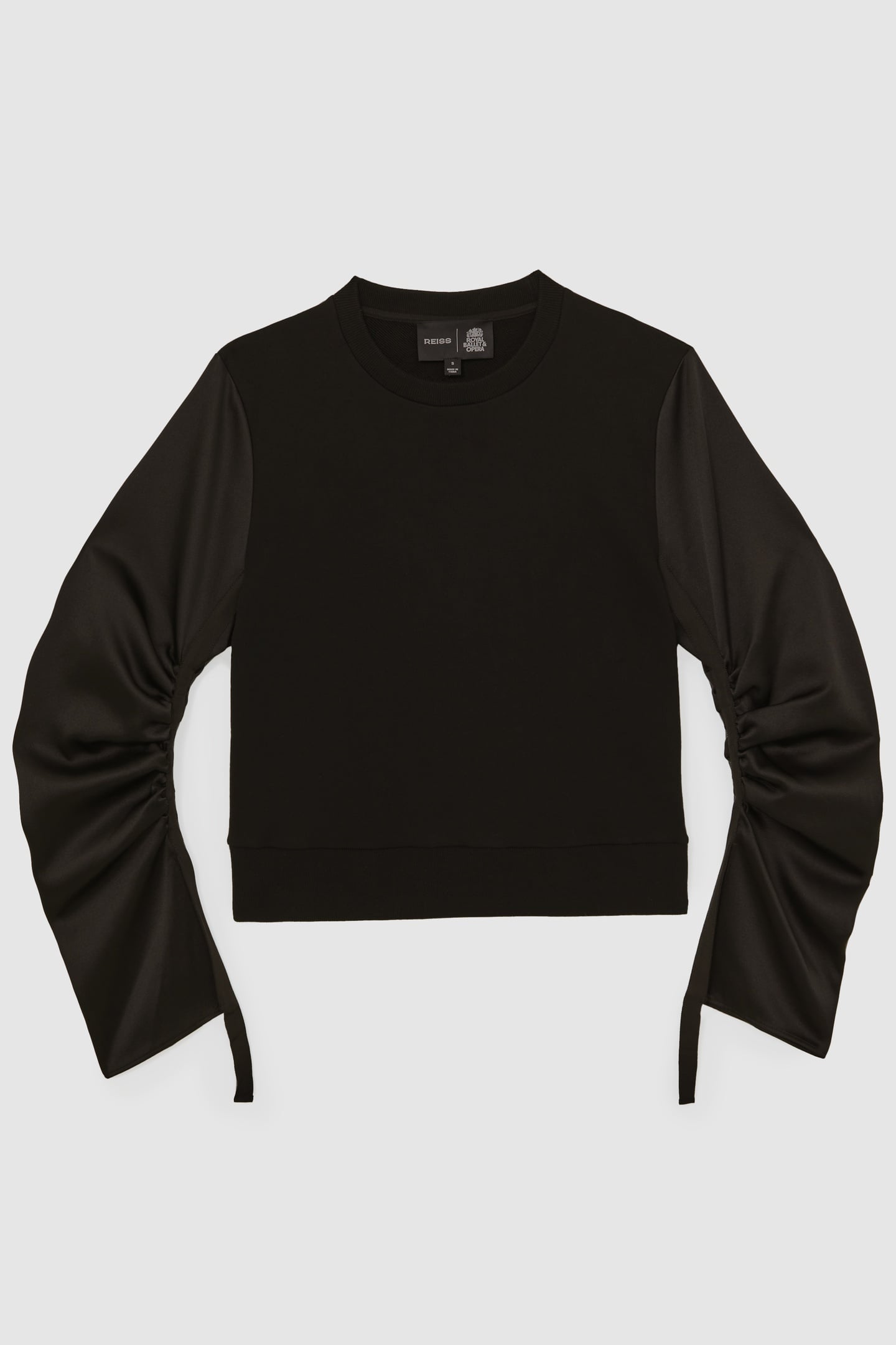 Reiss Woven Mixed Sweat Top Black Maat: XS | Longsleeves Outlet | Dames | Zwart