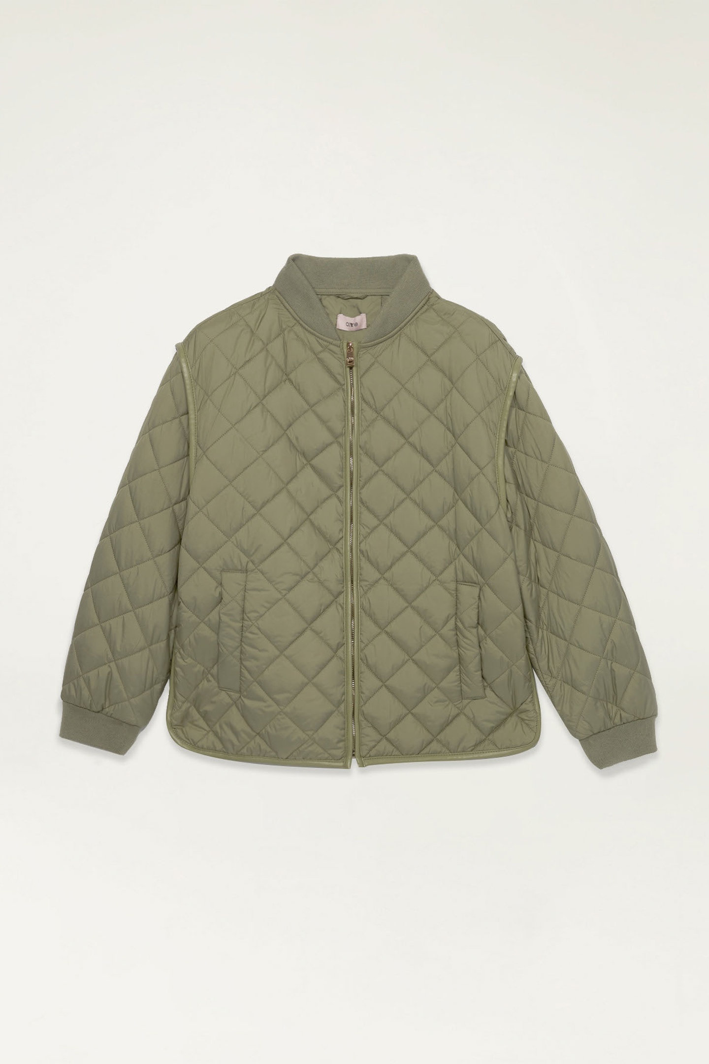 LIGHTWEIGHT QUILTED BOMBER JACKET MILITARY GREEN 3
