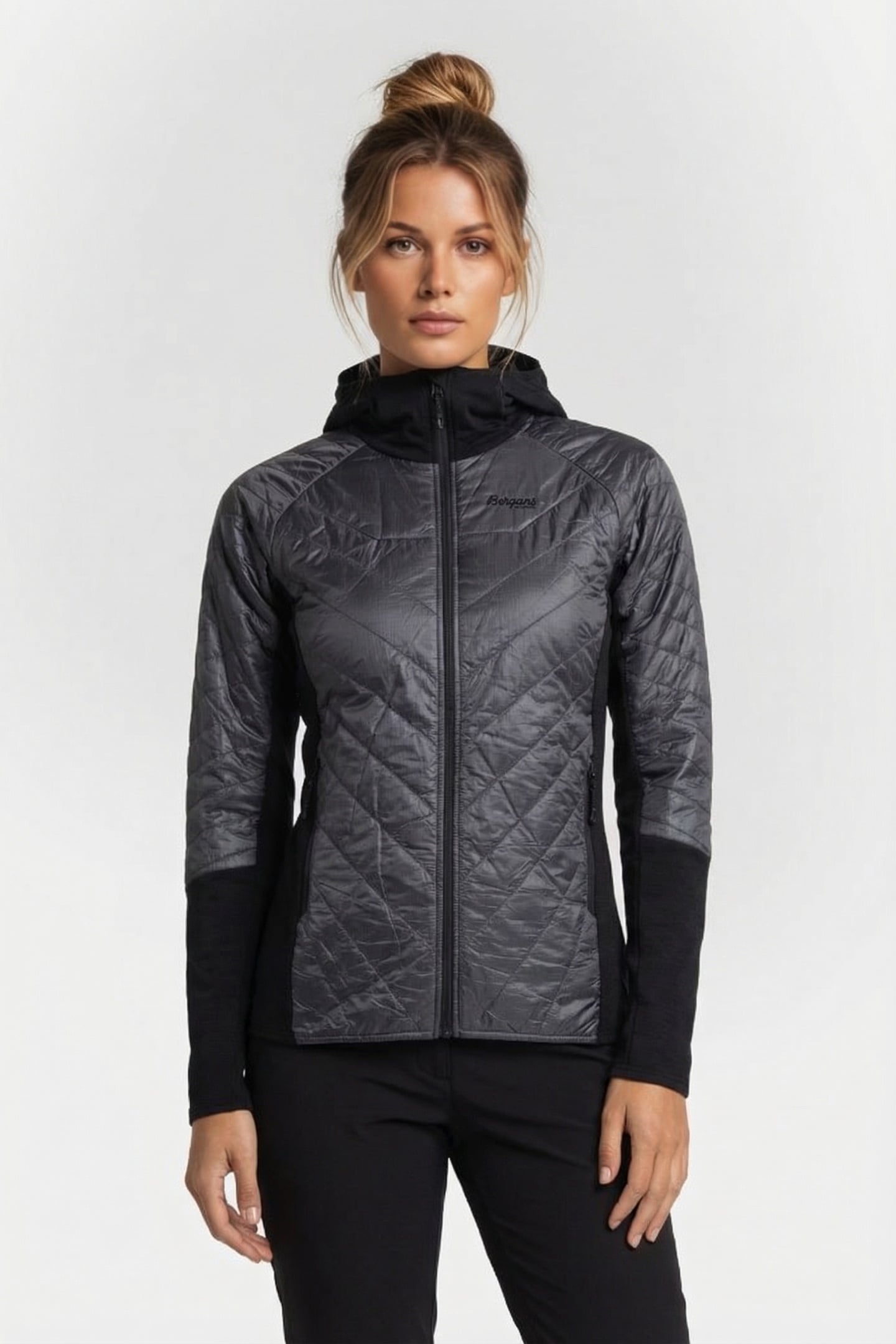 CECILIE LIGHT INSULATED HYBRID JACKET SOLID DARK GREY/BLACK 1