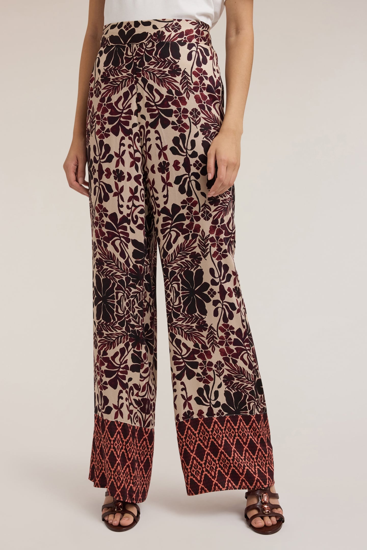 BOHO PRINT PALAZZO TROUSERS BROWN 2