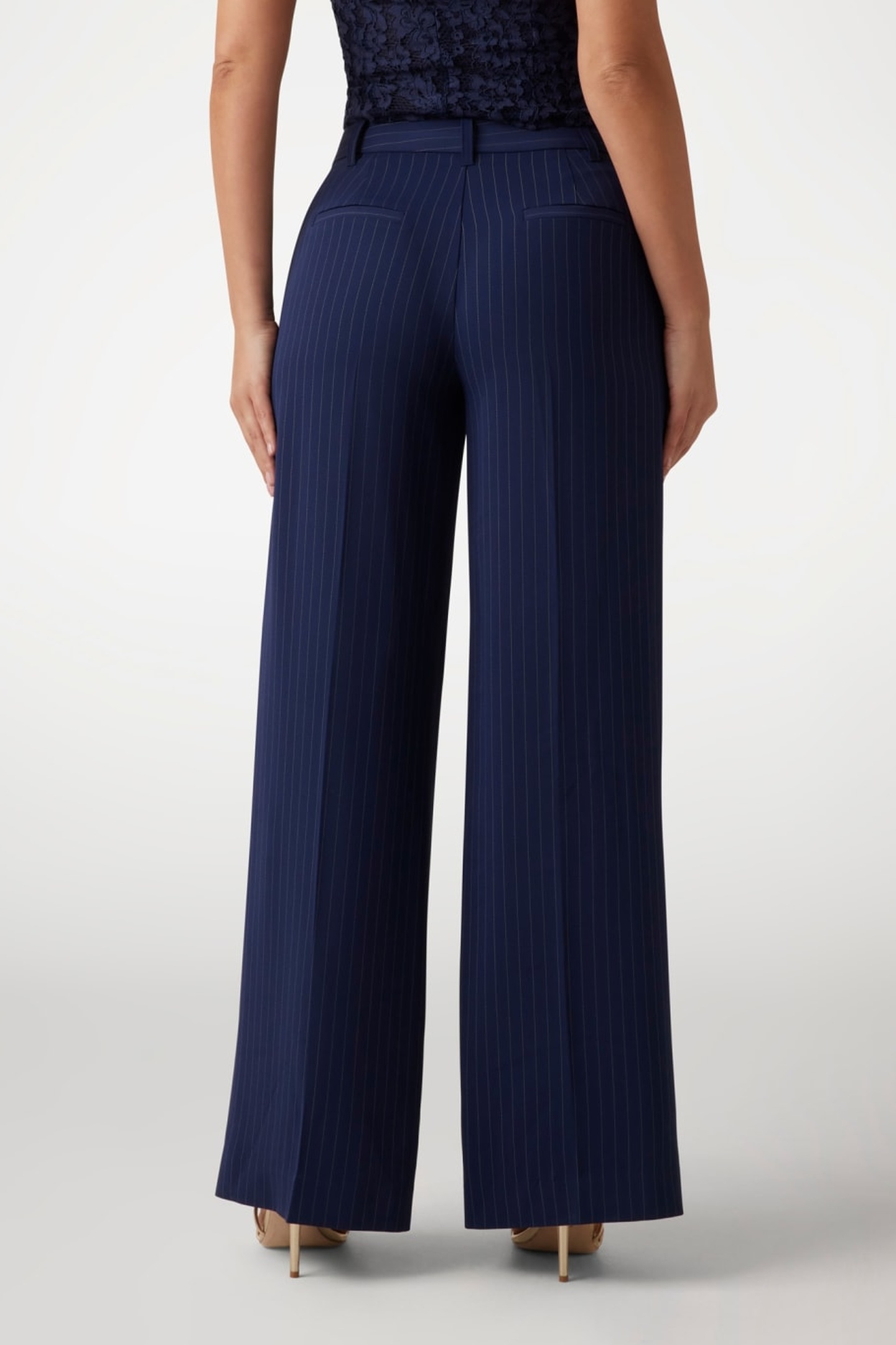 MARCIANO BY GUESS SIDNEY WIDE LEG PANT NAVY PINSTRIPE WHITE 3