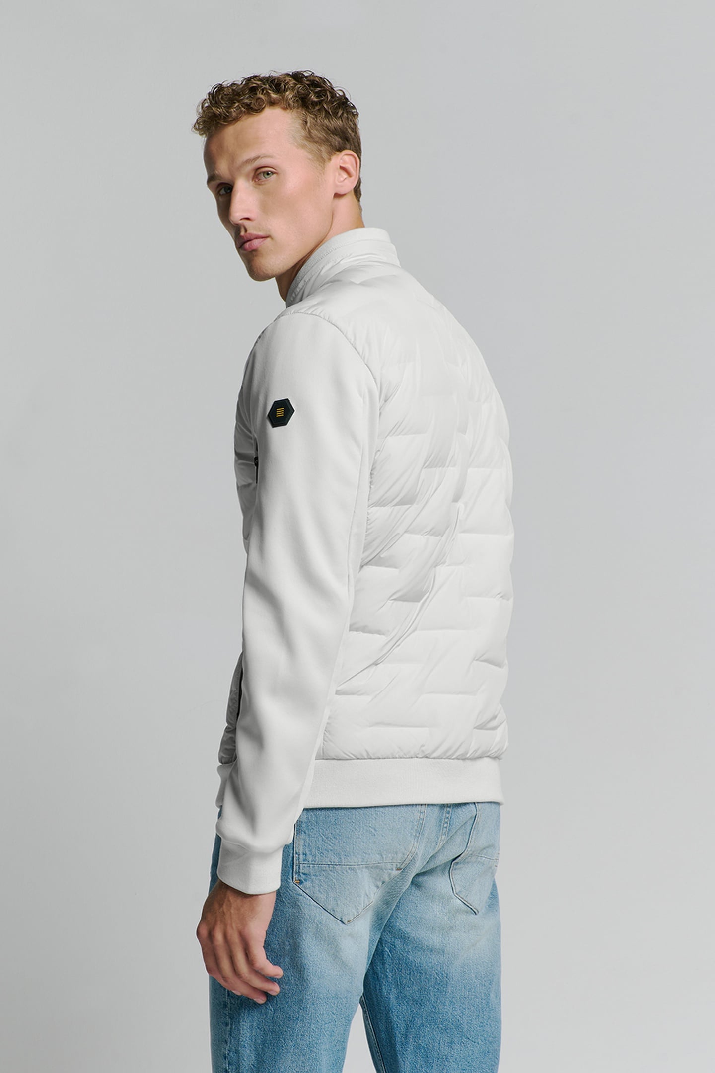 JACKET SHORT FIT SEALED KNITTED MIX CHALK 2