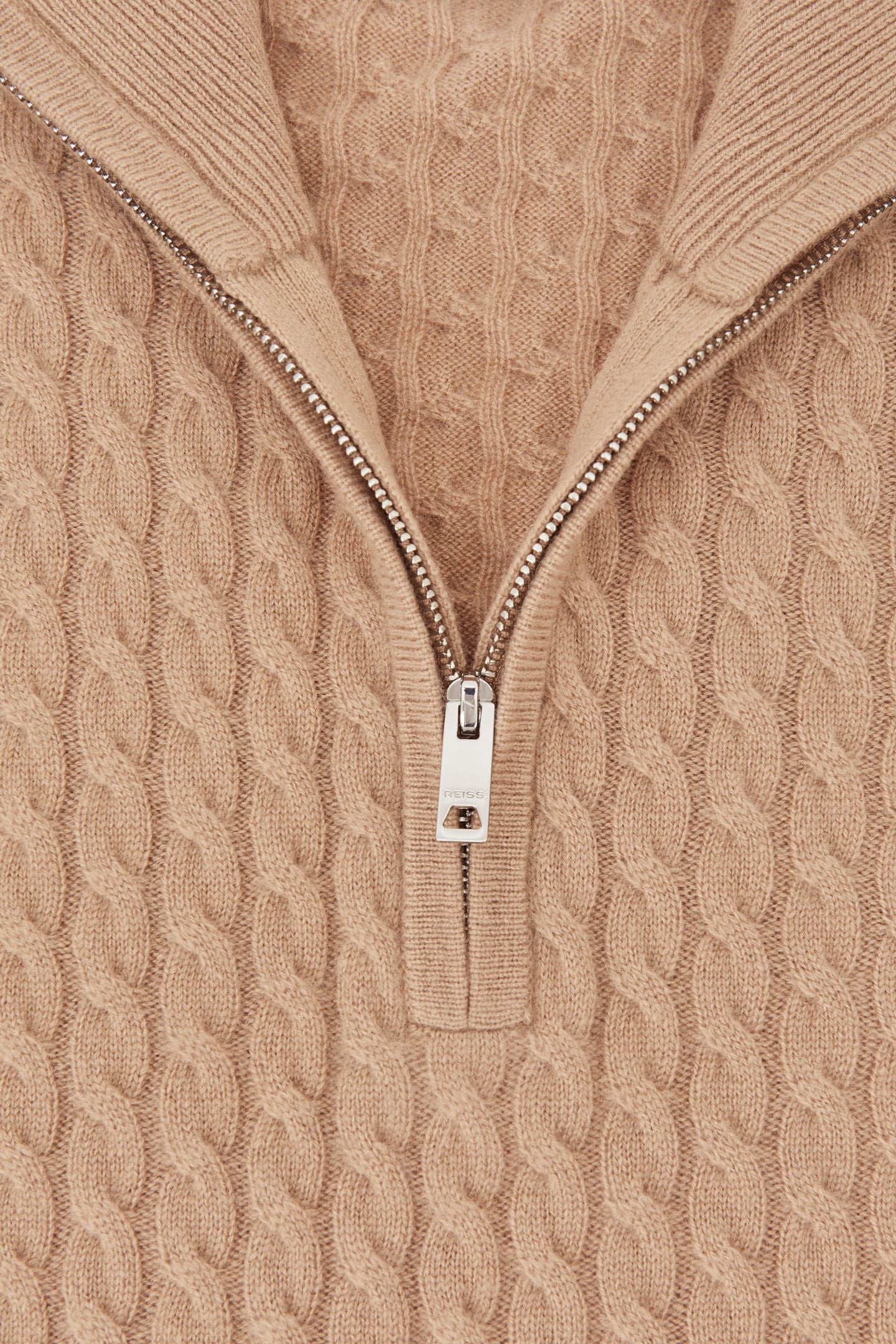 LS HALF ZIP CABLE CASHMERE JUMPER CAMEL BROWN 3