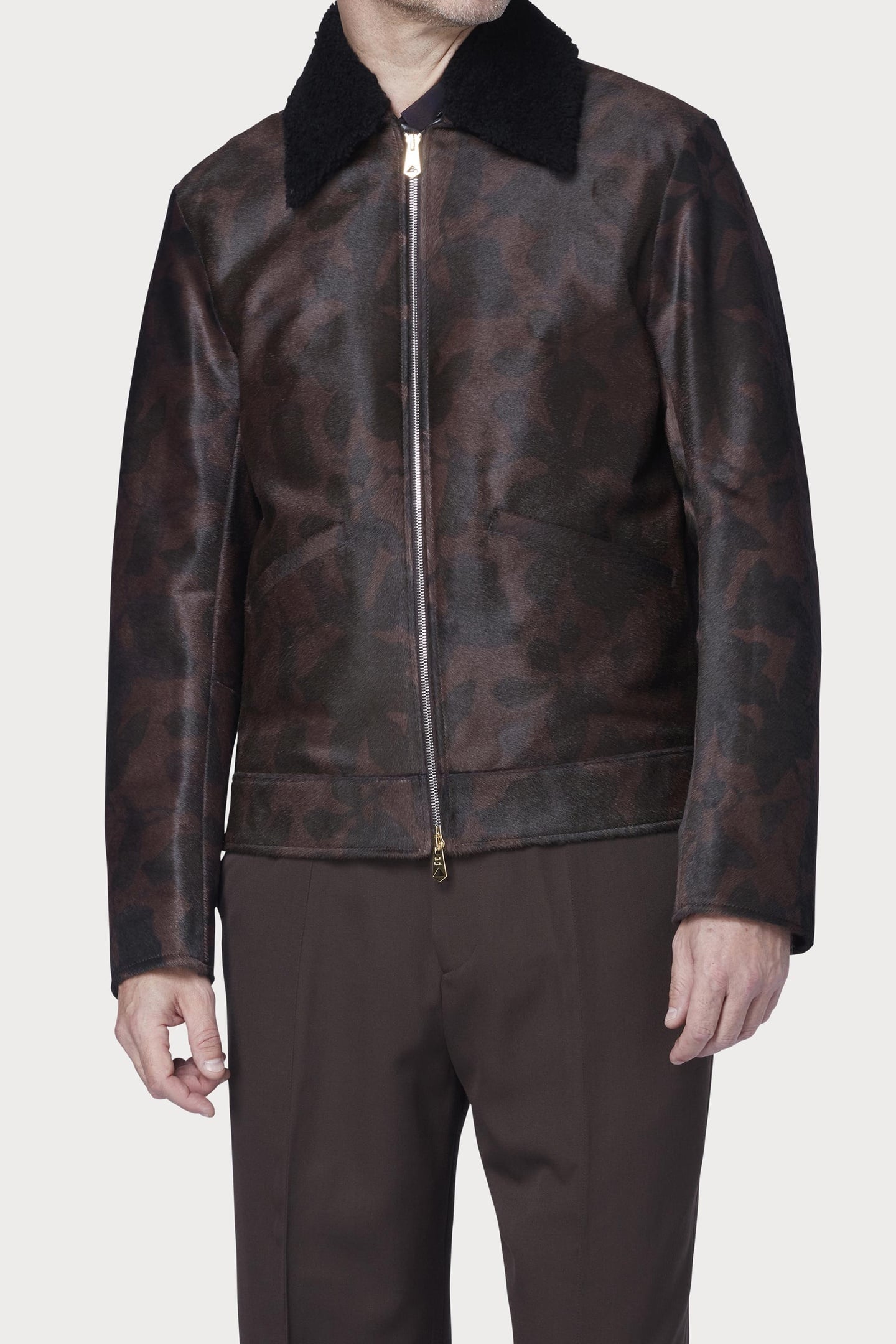 SLIM FIT LEATHER JACKET TAUPE 1