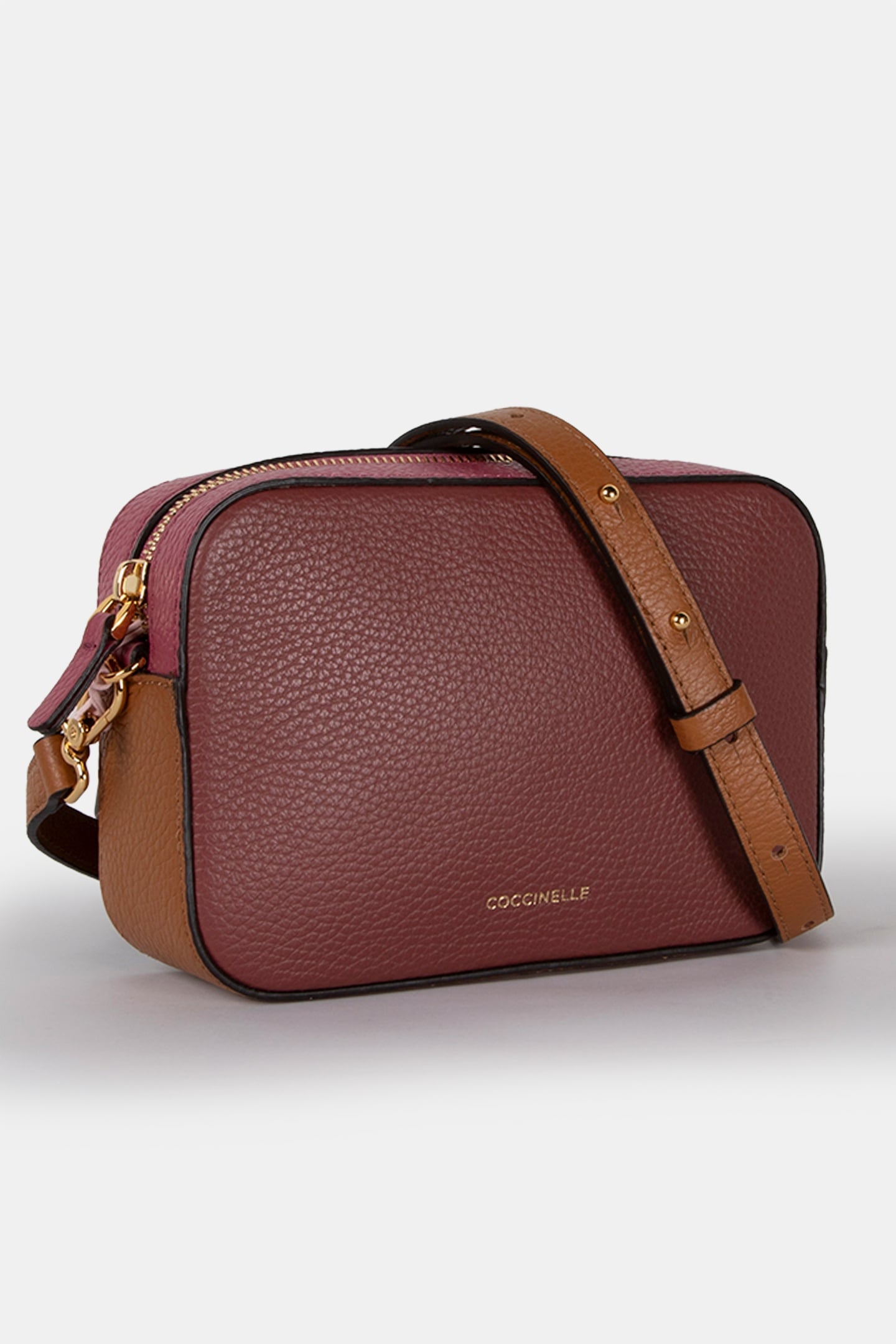 LEATHER CAMERA CROSS BODY BAG IN BROWN 3