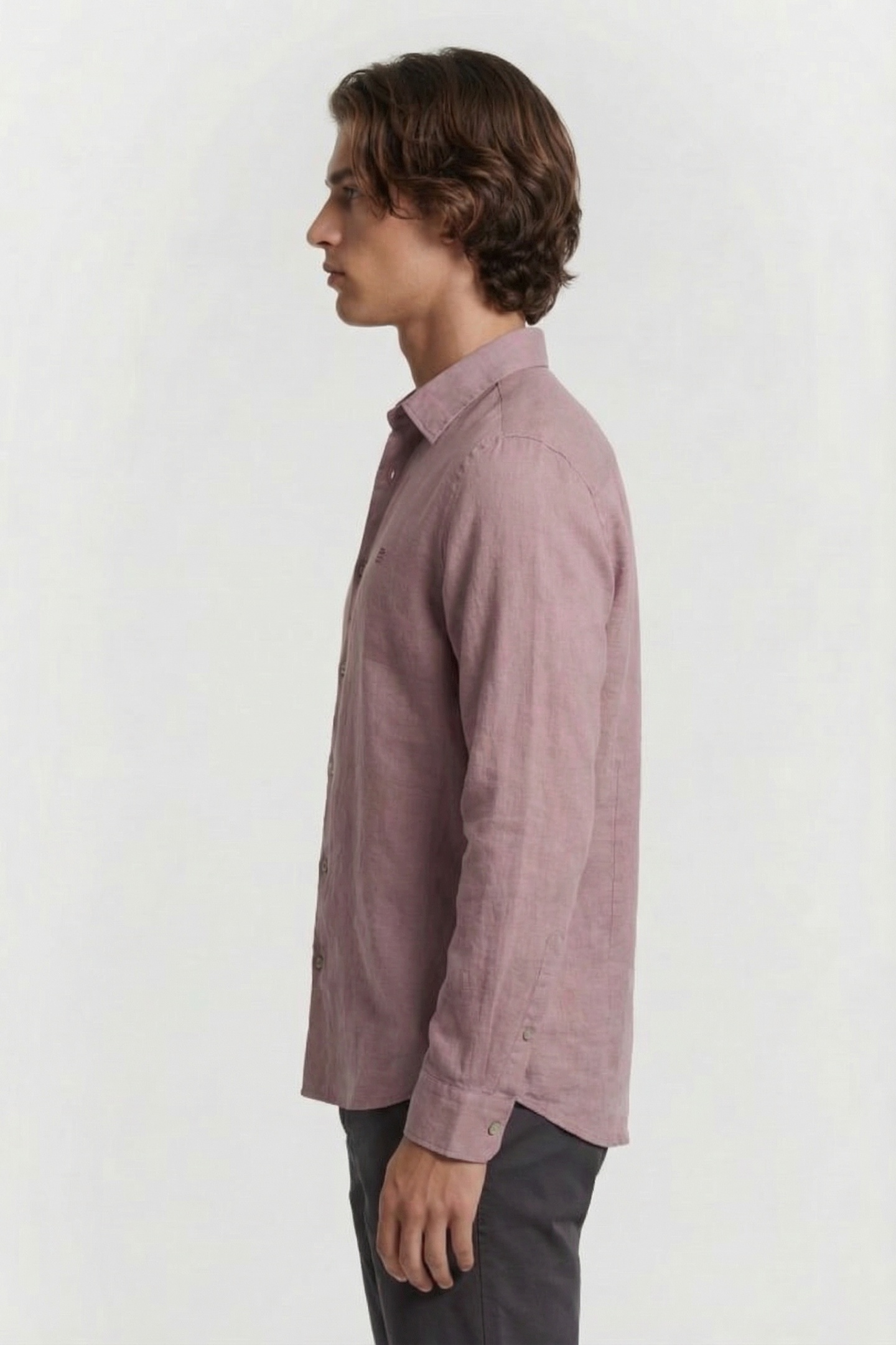 SHIRT SOLID WITH LINEN MAUVE 4