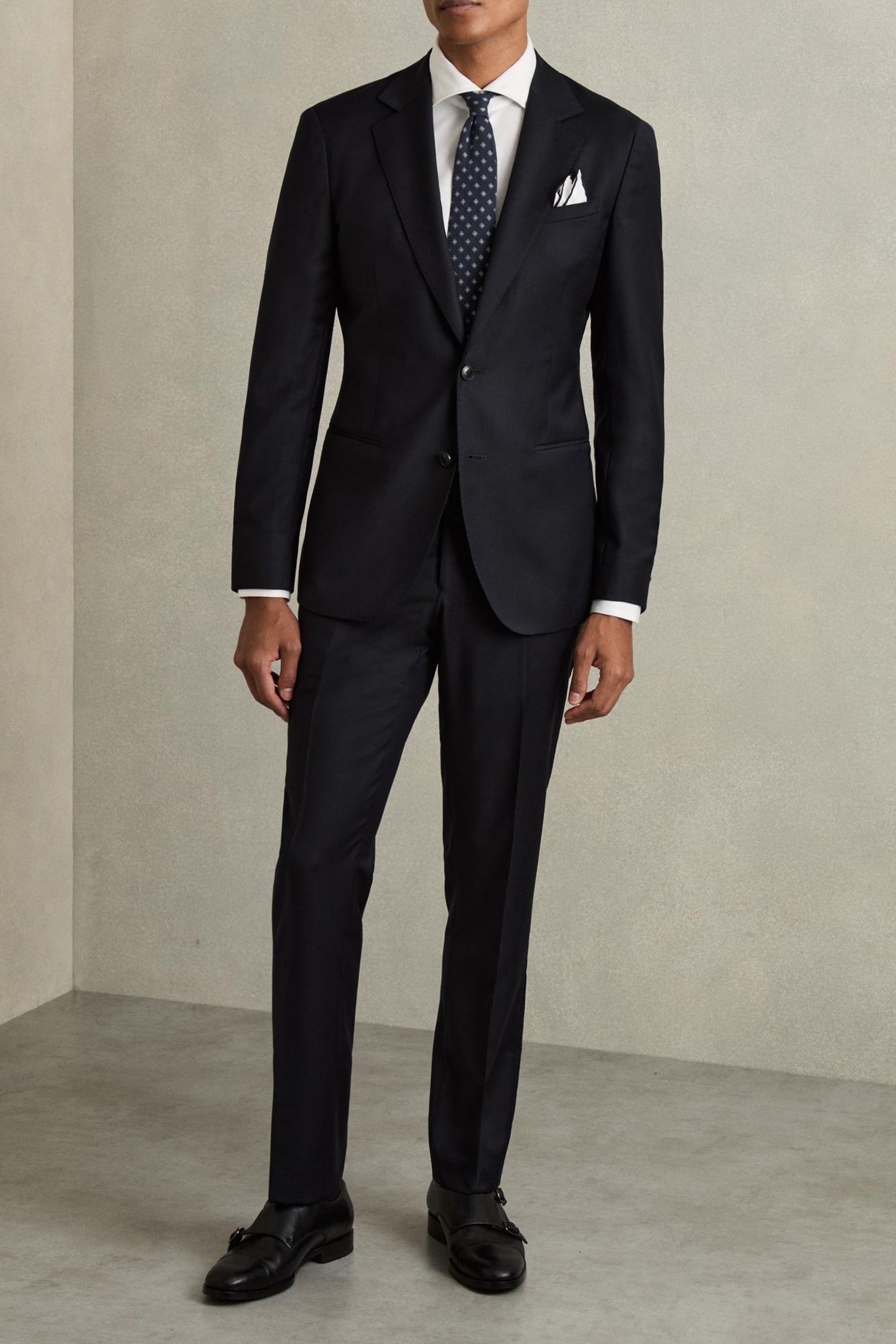 SB 2B NOTCH PLAIN WEAVE BLAZER NAVY 1