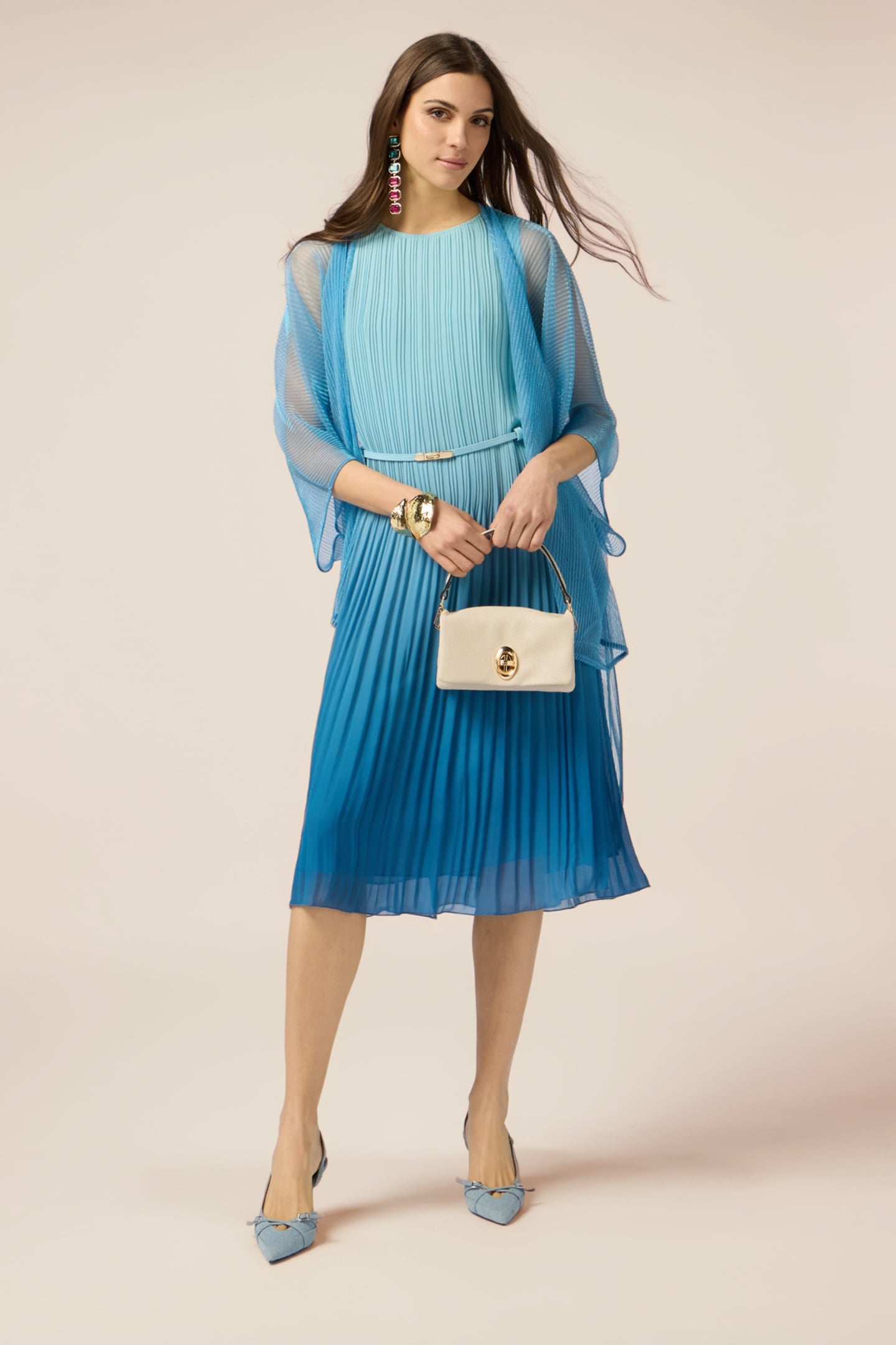 OMBRE PLEATED MIDI DRESS LIGHT BLUE 1