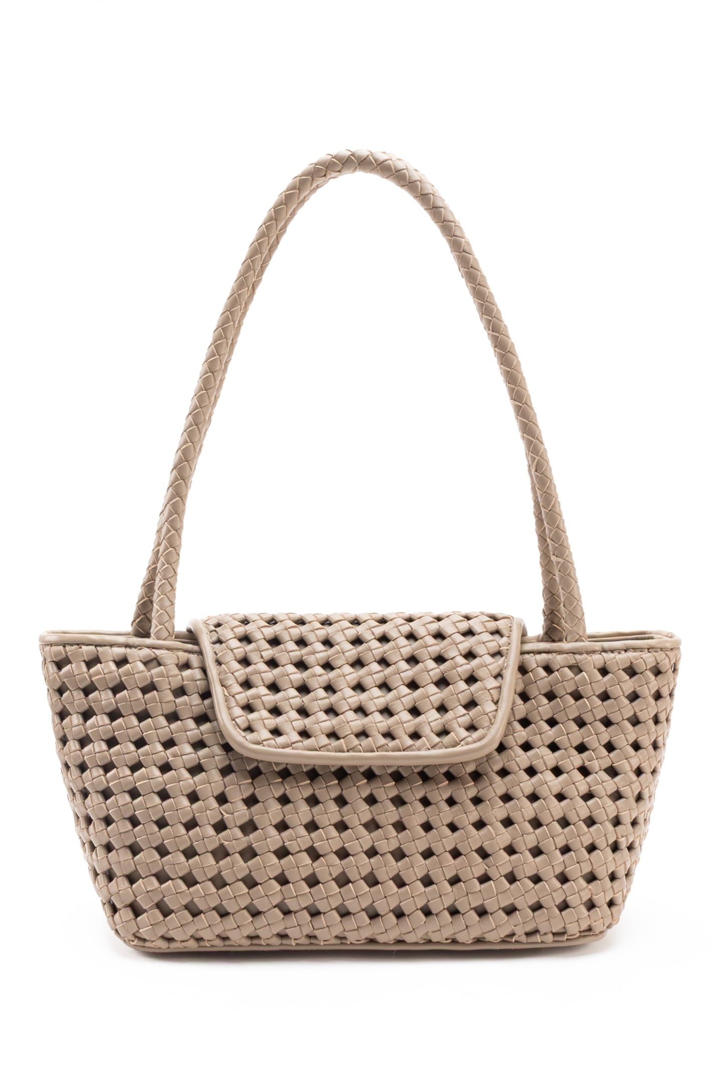COURRIER TOTE WOVEN LEATHER TAUPE 1