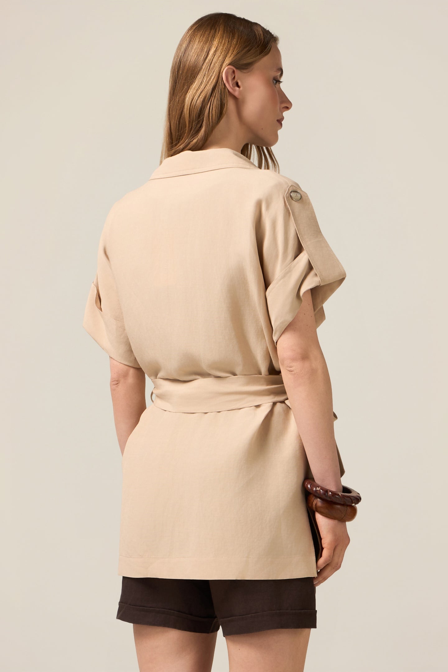 UNSTRUCTURED LINEN BLEND JACKET BEIGE 3
