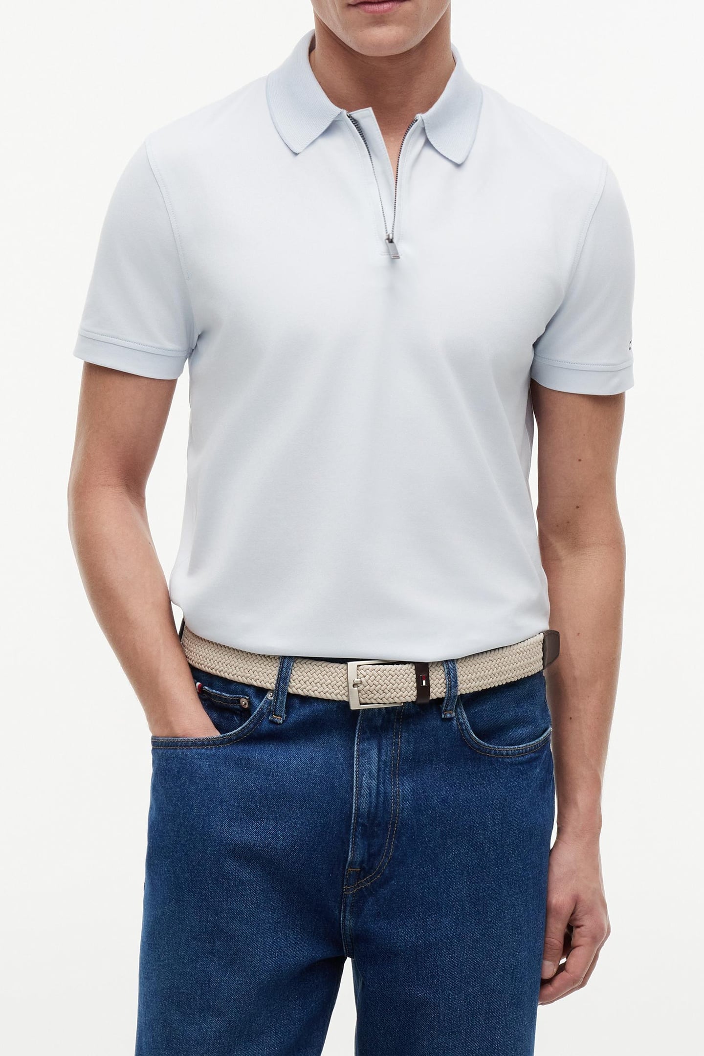 Tommy Hilfiger Performance Smart Casual Polo Shirt Breezy Blue/white Maat: M | Poloshirts Outlet | Heren | Wit