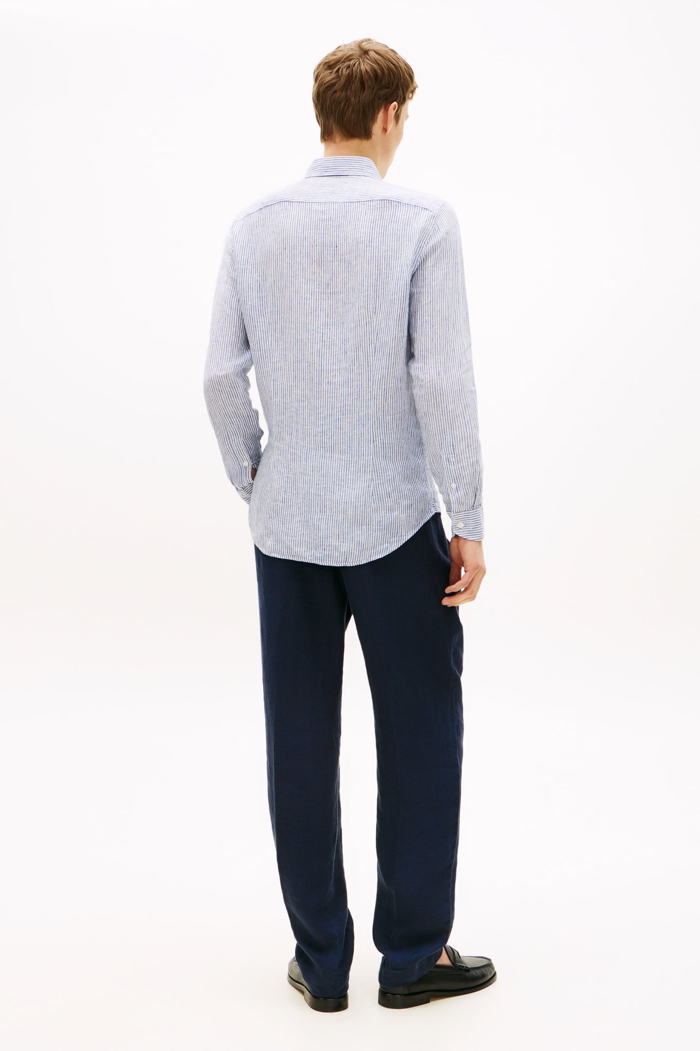 DC LINEN STRIPE SHIRT CARBON NAVY/ECRU 2