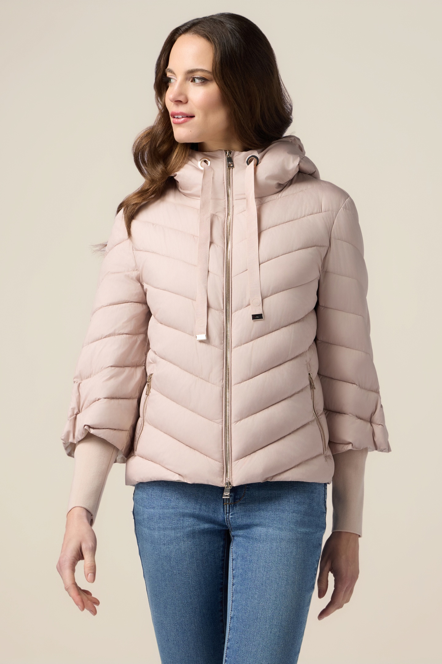 LIGHTWEIGHT DOWN JACKET WITH HOOD AND CUFFS PINK 2