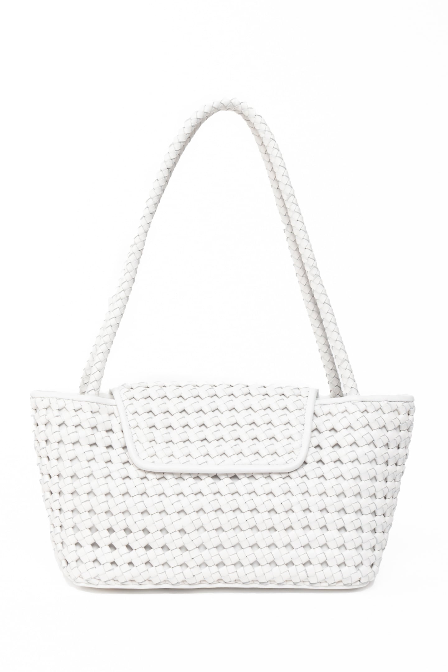 COURRIER TOTE WOVEN LEATHER WHITE 2