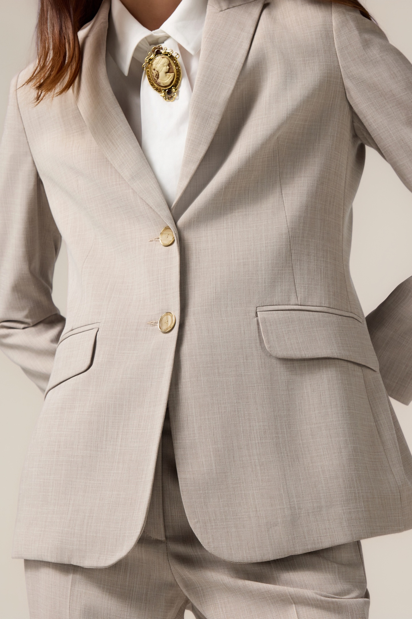 FLUID VISCOSE BLEND BLAZER BEIGE 4