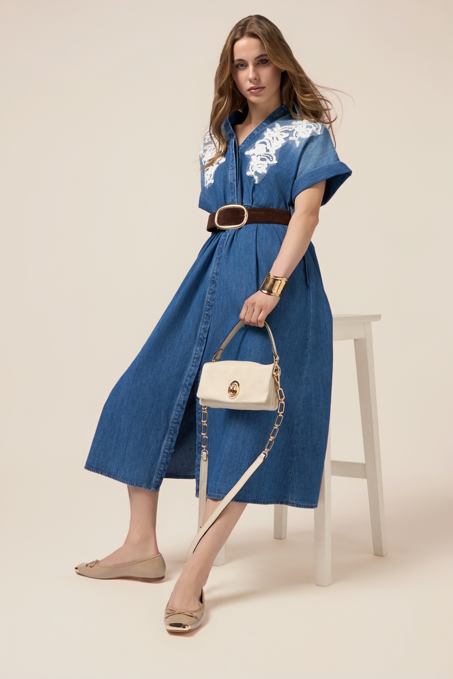 DENIM SHIRT WITH EMBROIDERY LIGHT BLUE 1