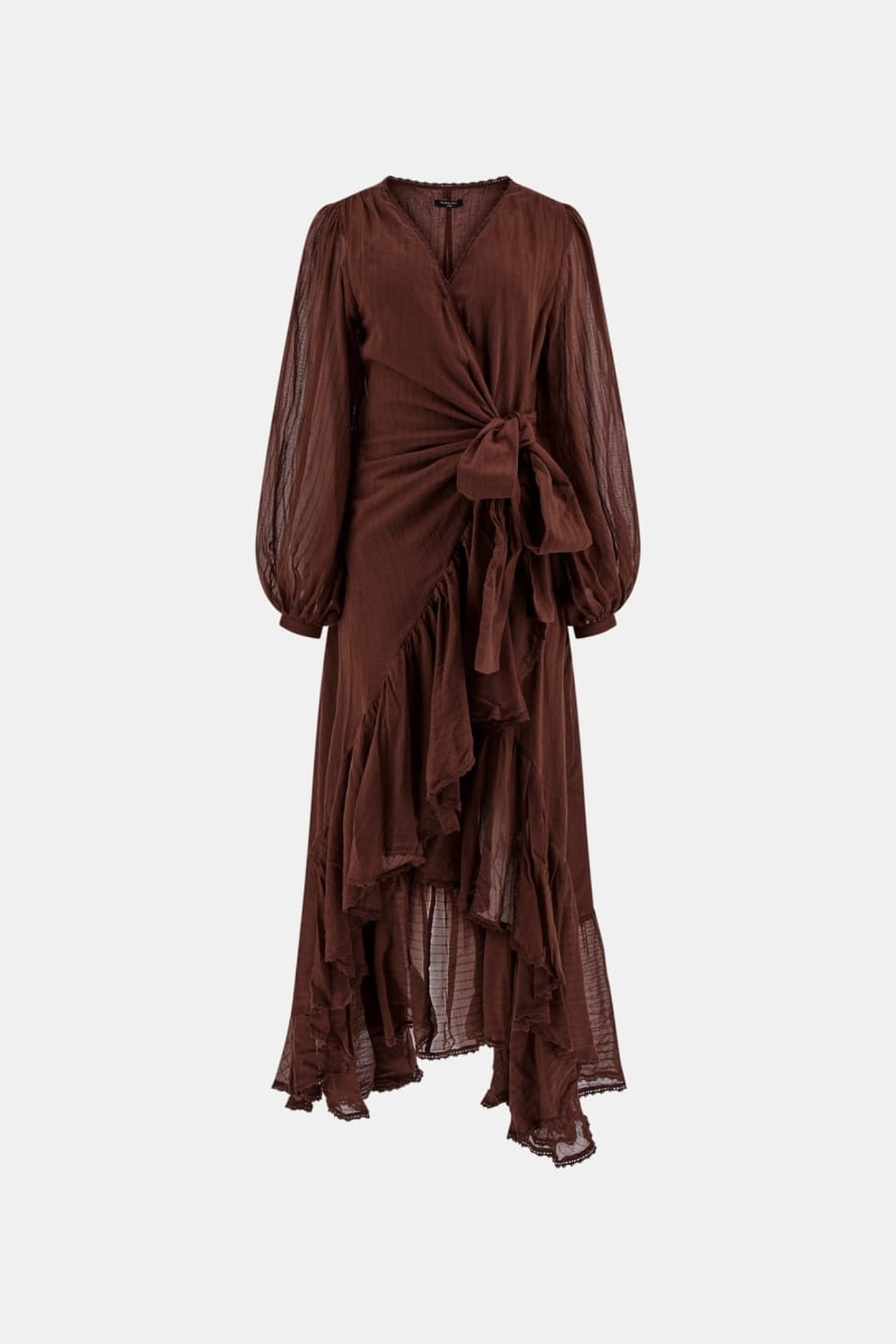 MARCIANO BY GUESS ELSA WRAP FLARE DRESS CIOCCOLATA 3