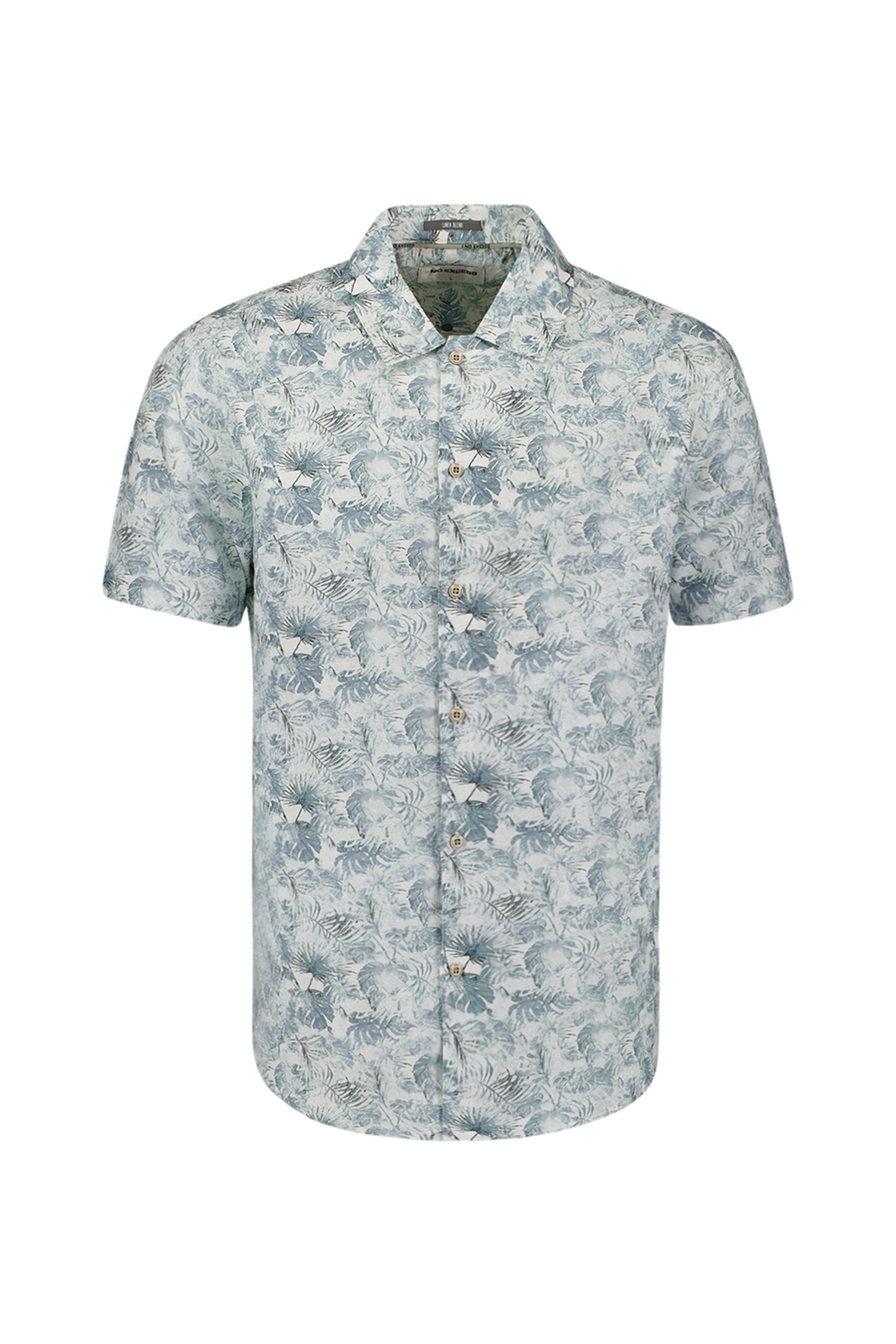 SHIRT SHORT SLEEVE ALLOVER PRINTED WITH LINEN BLUE 1