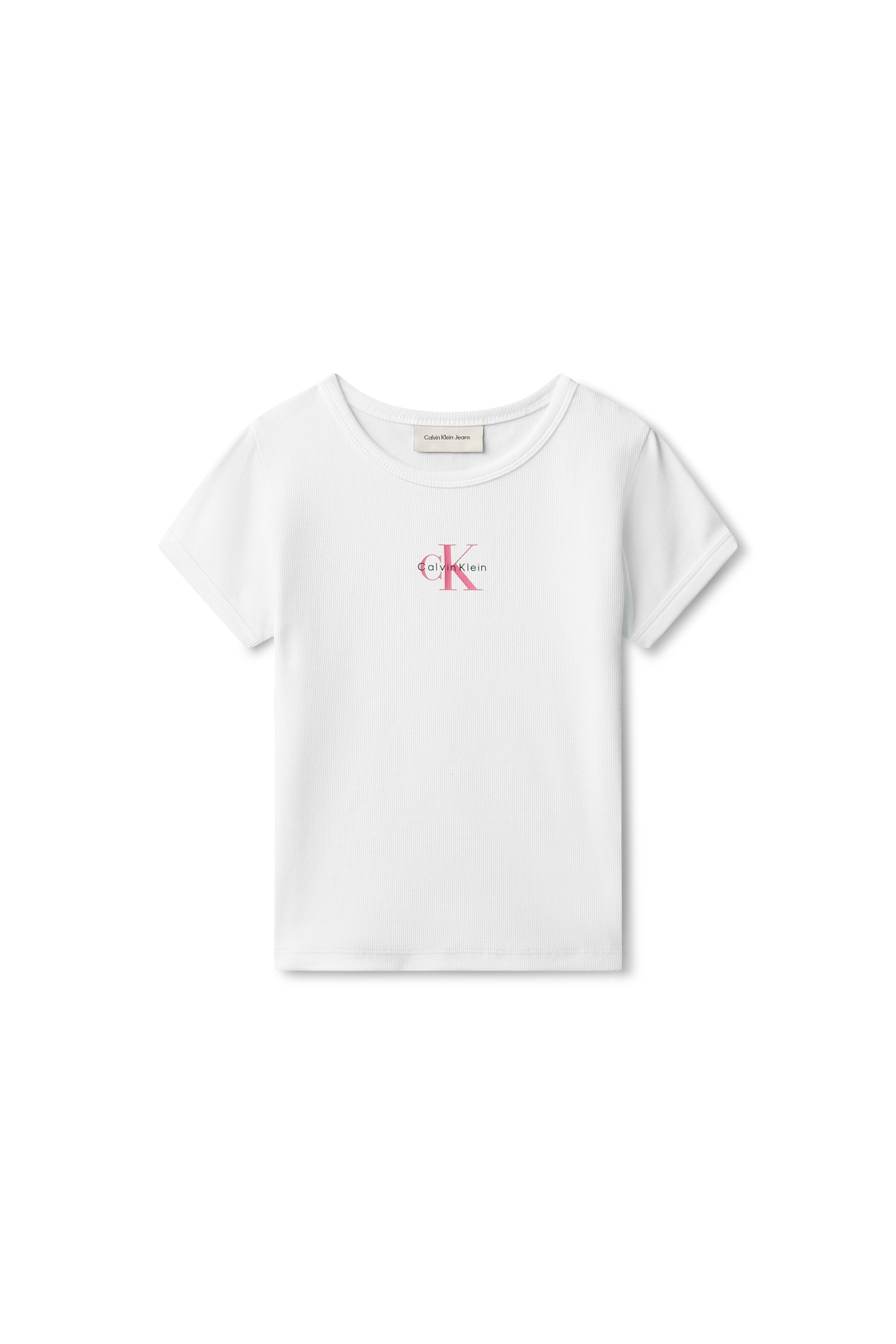 GIRLS MONOLOGO RIB BABY TEE BRIGHT WHITE 4