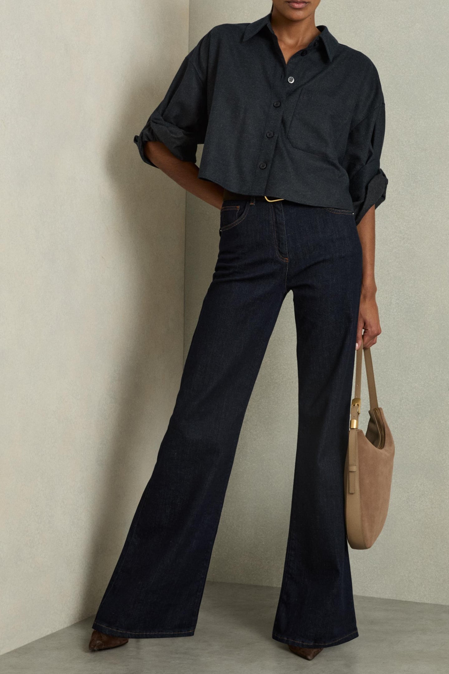 CROPPED WOOL SHIRT NAVY 2
