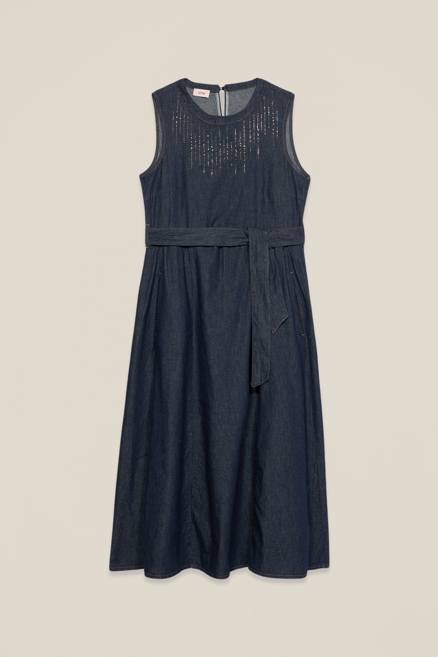 LONG DENIM DRESS WITH MICRO CRYSTALS BLUE 4