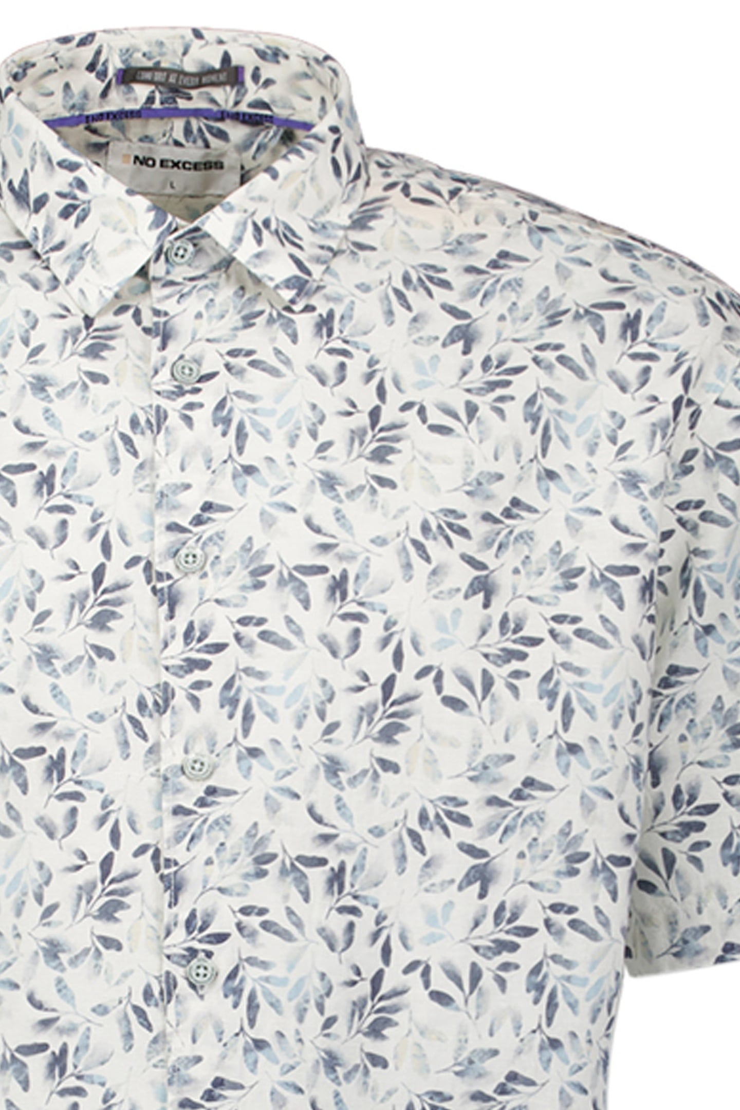 SHIRT SHORT SLEEVE ALLOVER PRINTED SLUB BLUE 3